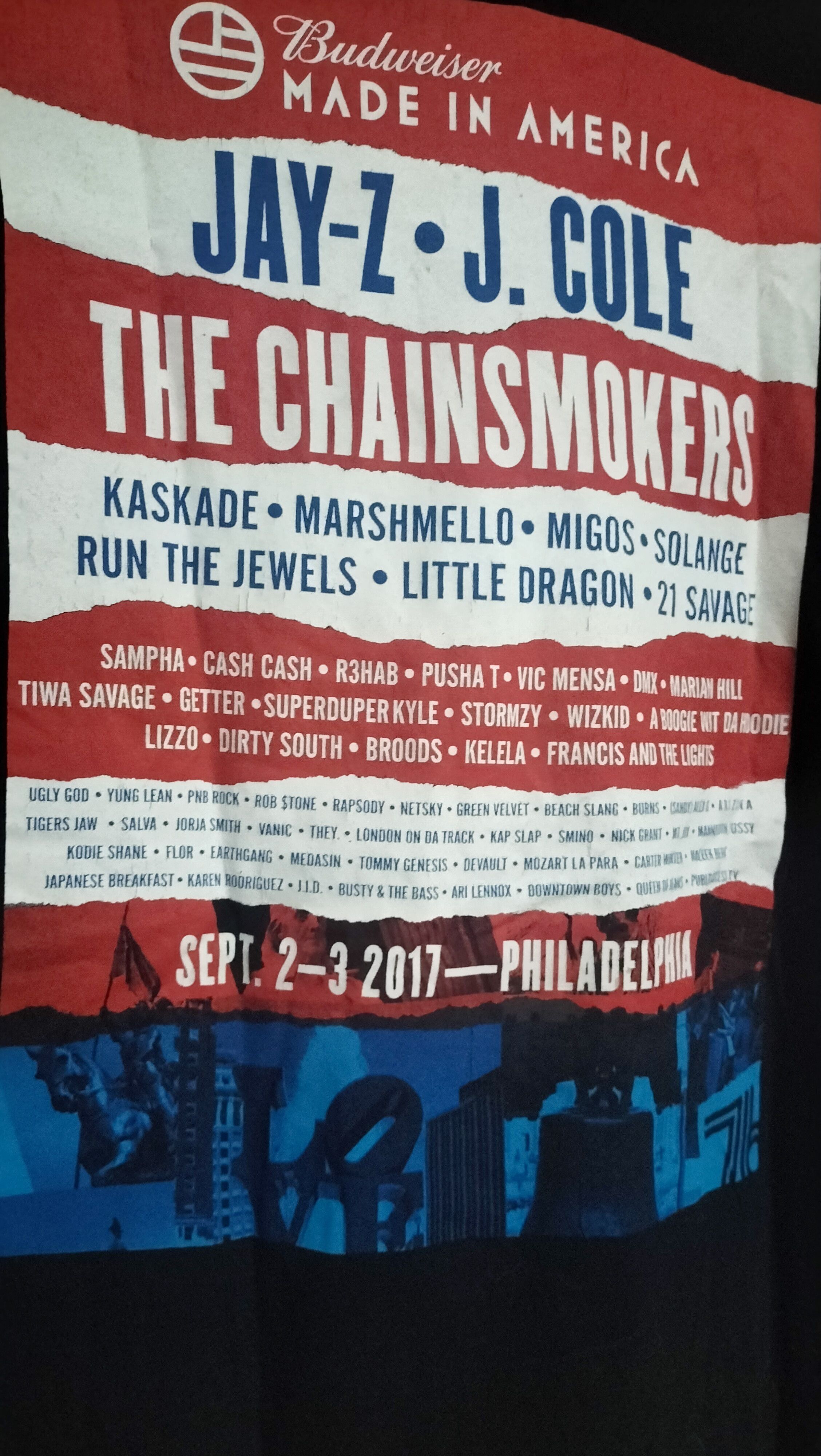 Band Tees Made in America 2017 ChainSmokers Jay Z J Cole Budweiser Size US L / EU 52-54 / 3 - 8 Thumbnail