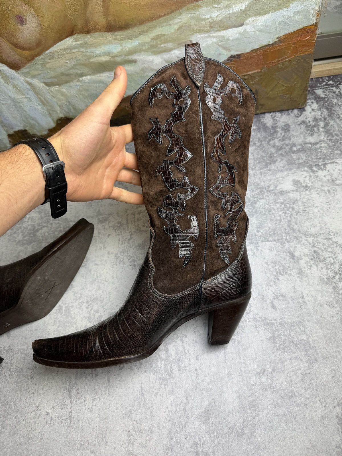 RARE Varese Designer Cowboys Y2K Leather Vintage Heels Boots