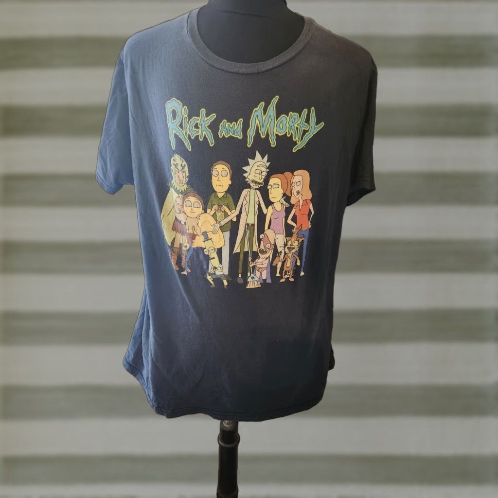 Ripple Junction Ripple Junction Rick And Morty Graphic Tee Shirt Blue XL Men Short Sleeve Crew Neck Cotton Size US 36 / EU 52 - 1 Thumbnail