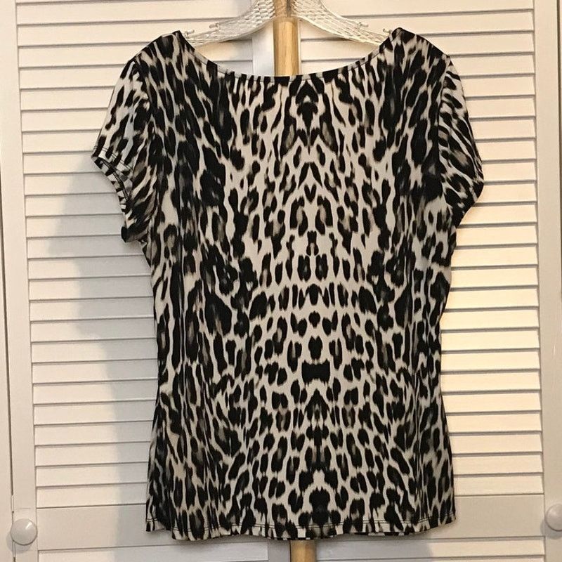 Worthington Worthington Animal Pleated Scoop Short Sleeve Blouse PXL Size XL / US 12-14 / IT 48-50 - 2 Thumbnail