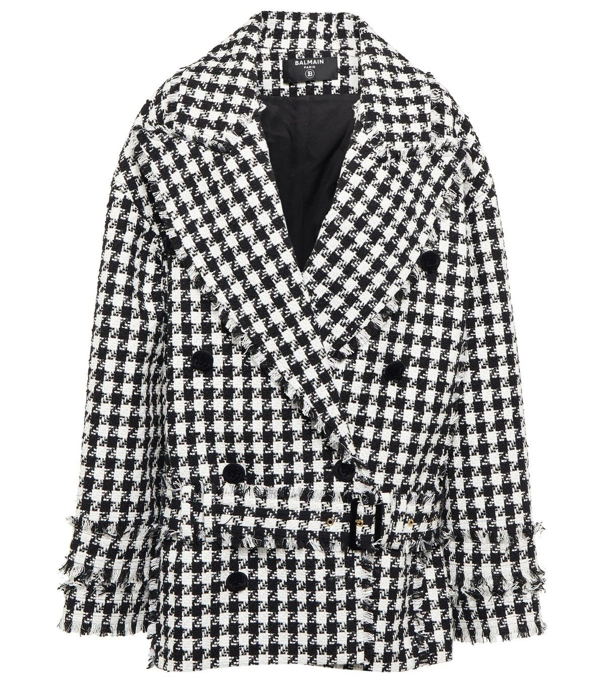 Balmain o1y0525 Checked Coat in Black/White Size XS / US 0-2 / IT 36-38 - 1 Thumbnail