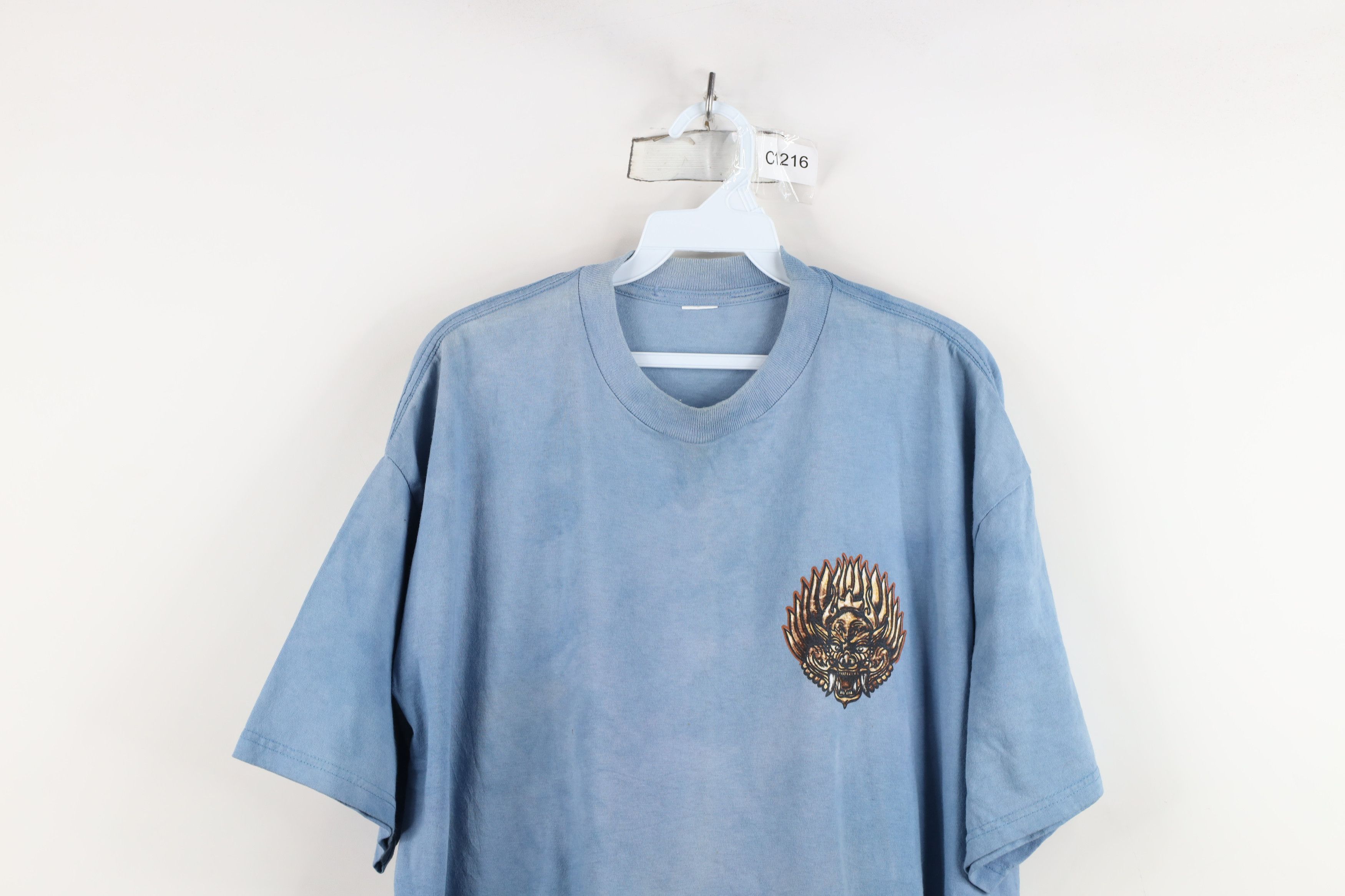 Vintage Vintage 90s Streetwear Dragon Acid Wash Surfing T-Shirt Size US XL / EU 56 / 4 - 2 Thumbnail
