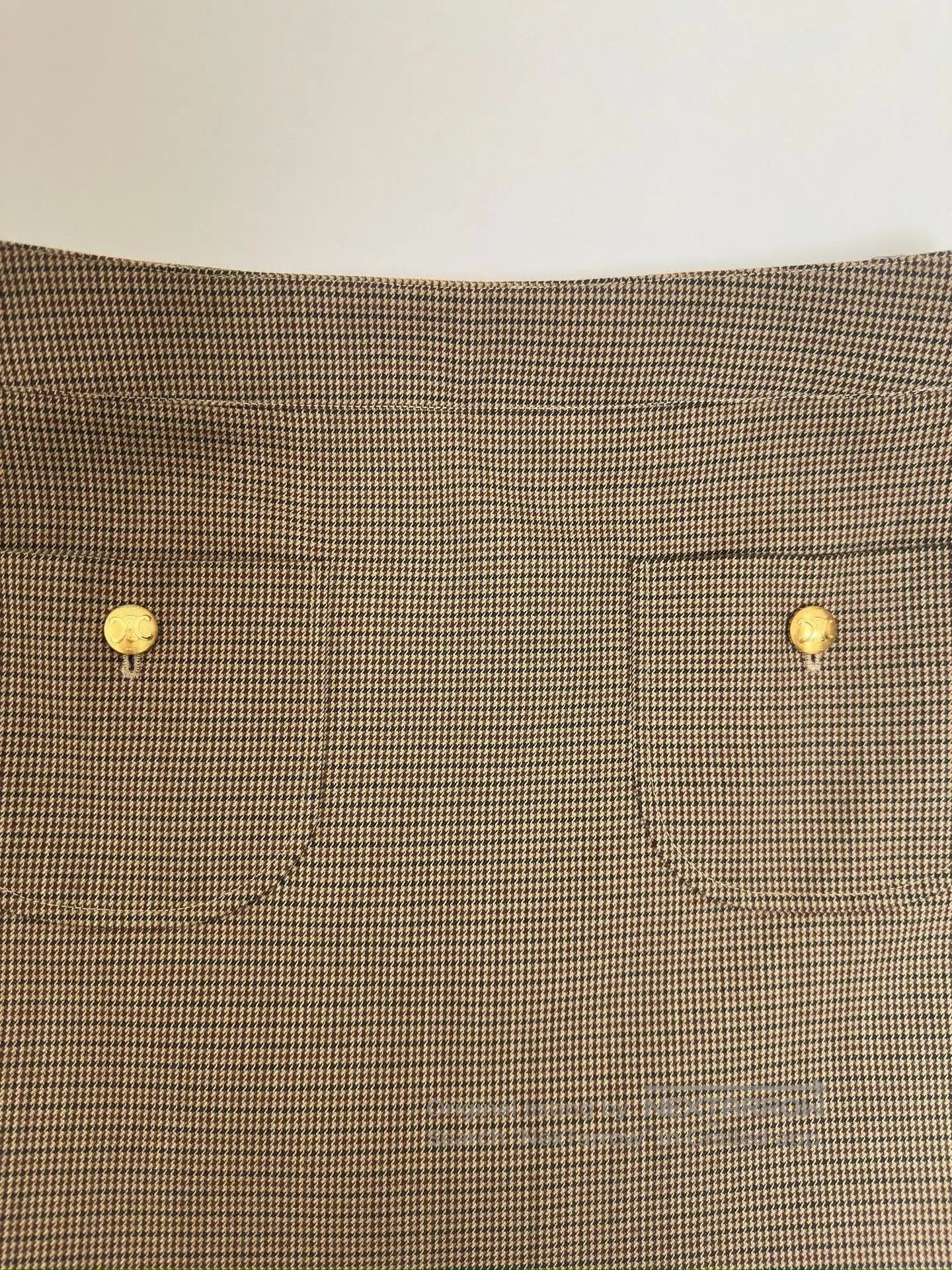Celine Celine Houndstooth Wool Skirt Gold Buckle. Size 37" - 2 Thumbnail