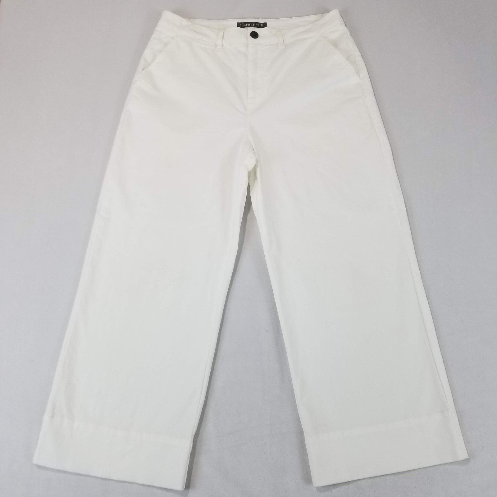 Other Garnet Hill Pants 8 White Wide Leg Cropped High Rise Size 30" / US 8 / IT 44 - 1 Thumbnail