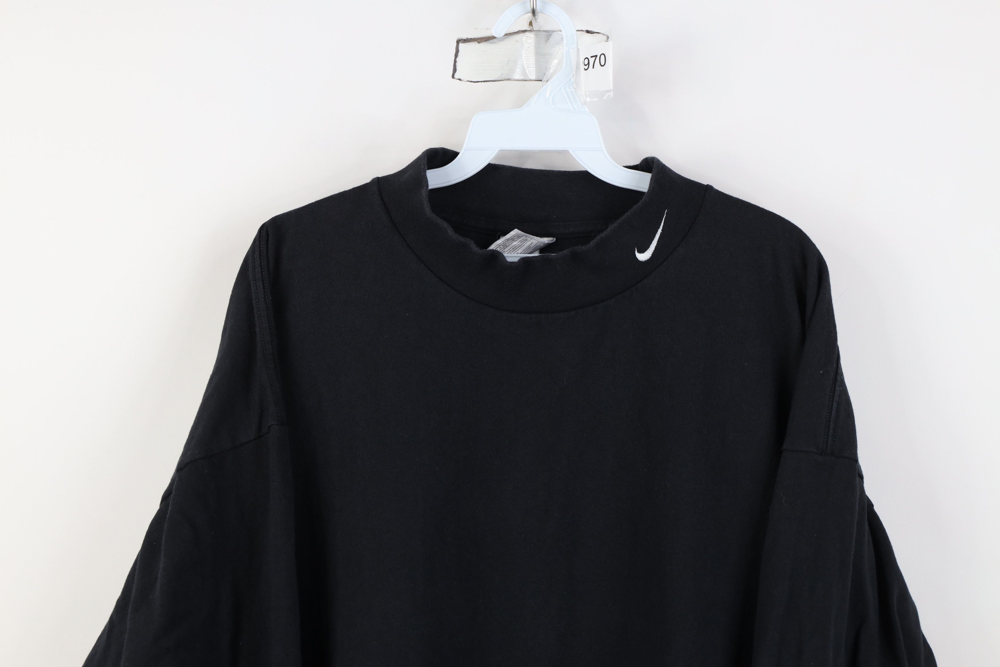 Nike Vintage Nike Mini Swoosh Mock Neck Long Sleeve T-Shirt Black Size US XXL / EU 58 / 5 - 2 Thumbnail