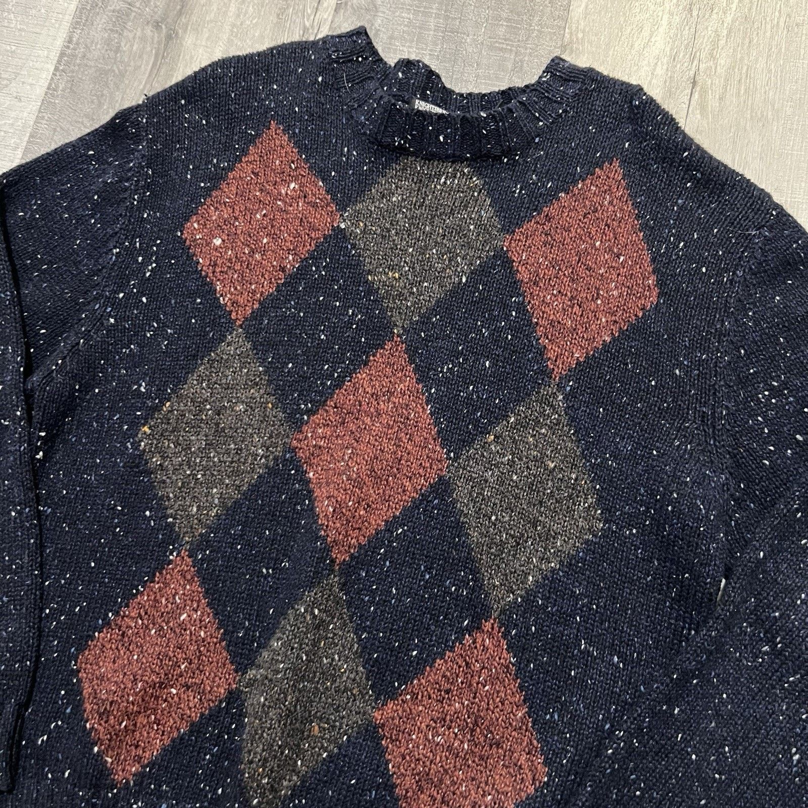 Other VTG Knightsbridge Argyle Knit Sweater Navy Preppy Speckled Size US XL / EU 56 / 4 - 3 Thumbnail