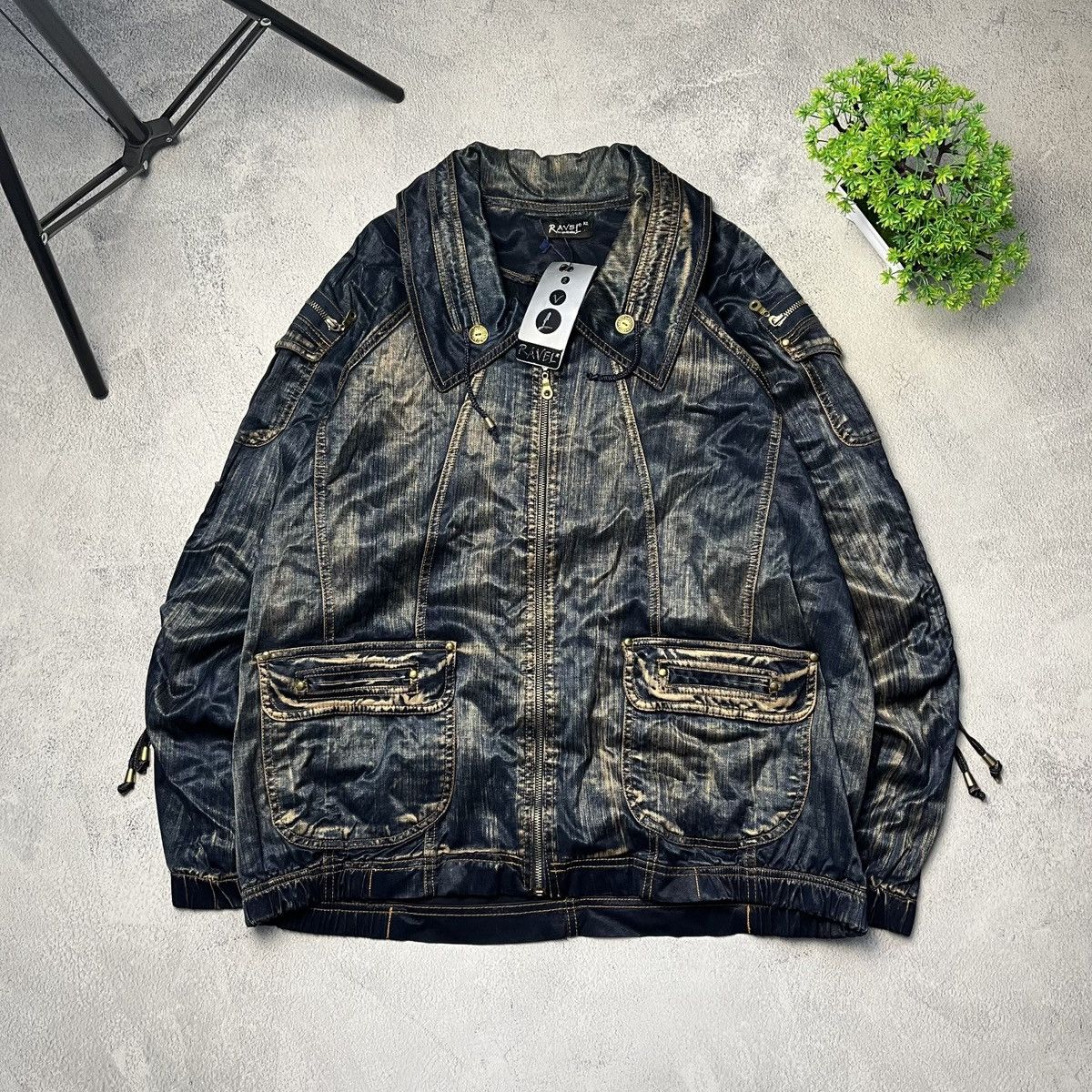 90s〜 JP label fade ripped denim coat y2k