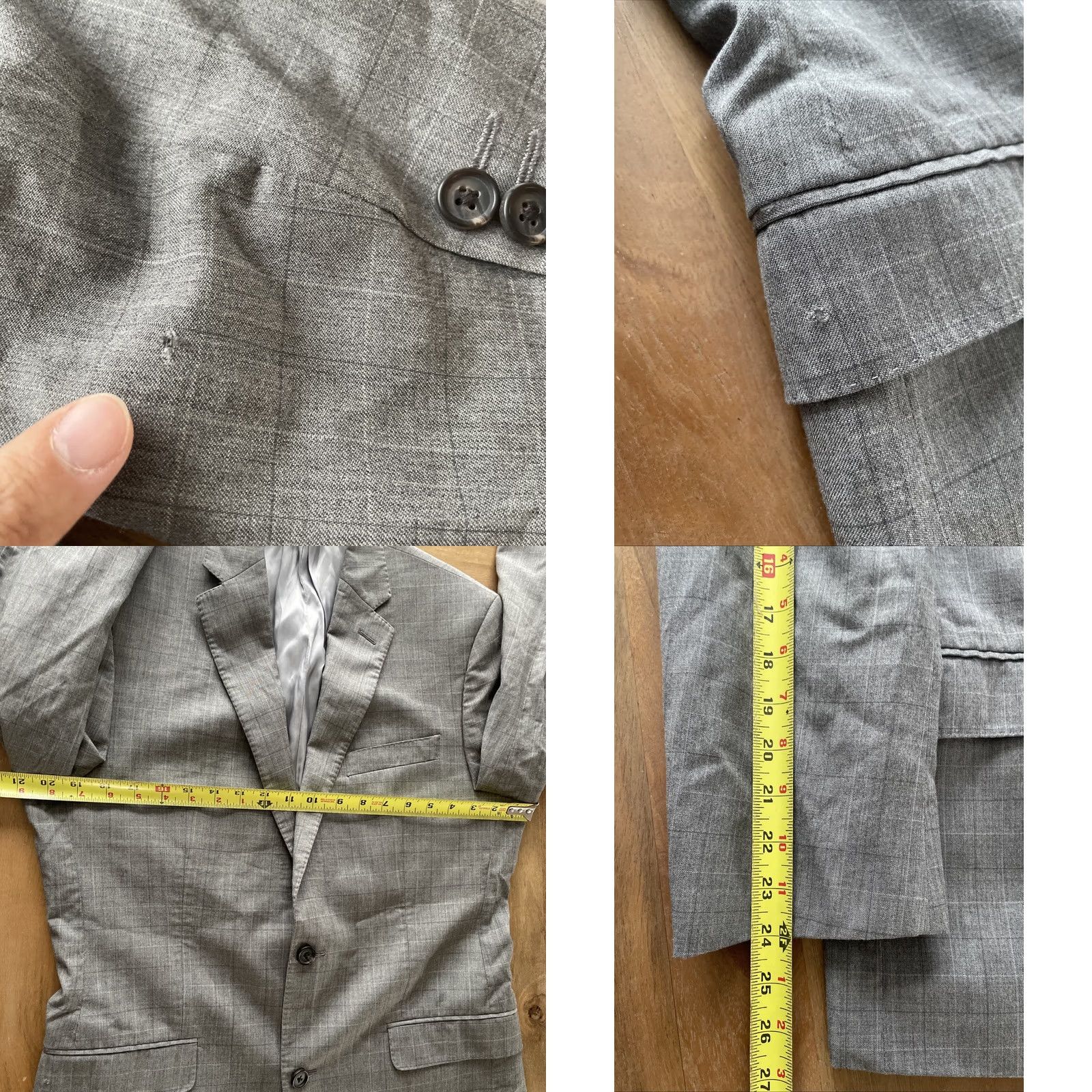 Ralph Lauren Lauren Ralph Lauren Wool Windowpane Blazer Mens 40R Regular Notch Gray 2-Button Size 40R - 8 Thumbnail