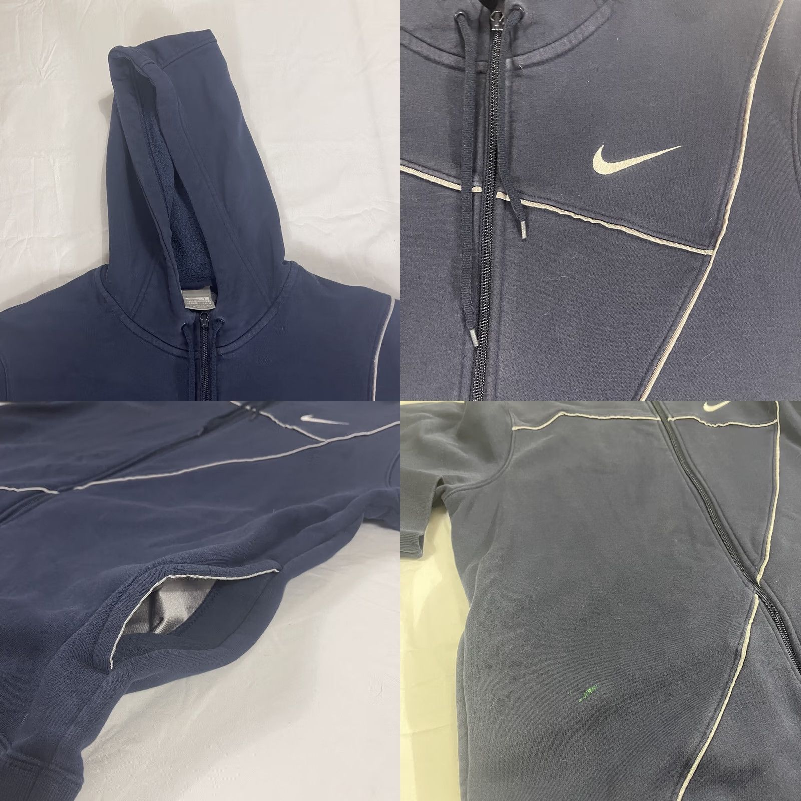Nike VINTAGE Nike Full Zip Sweatshirt Hoodie L Navy Blue White Size US L / EU 52-54 / 3 - 8 Thumbnail