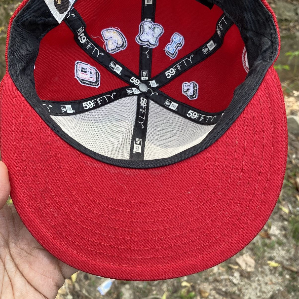Bape × MLB × New Era BAPE x New Era 59FIFTY Kids Red Full Patch Fitted Cap Size ONE SIZE - 12 Thumbnail