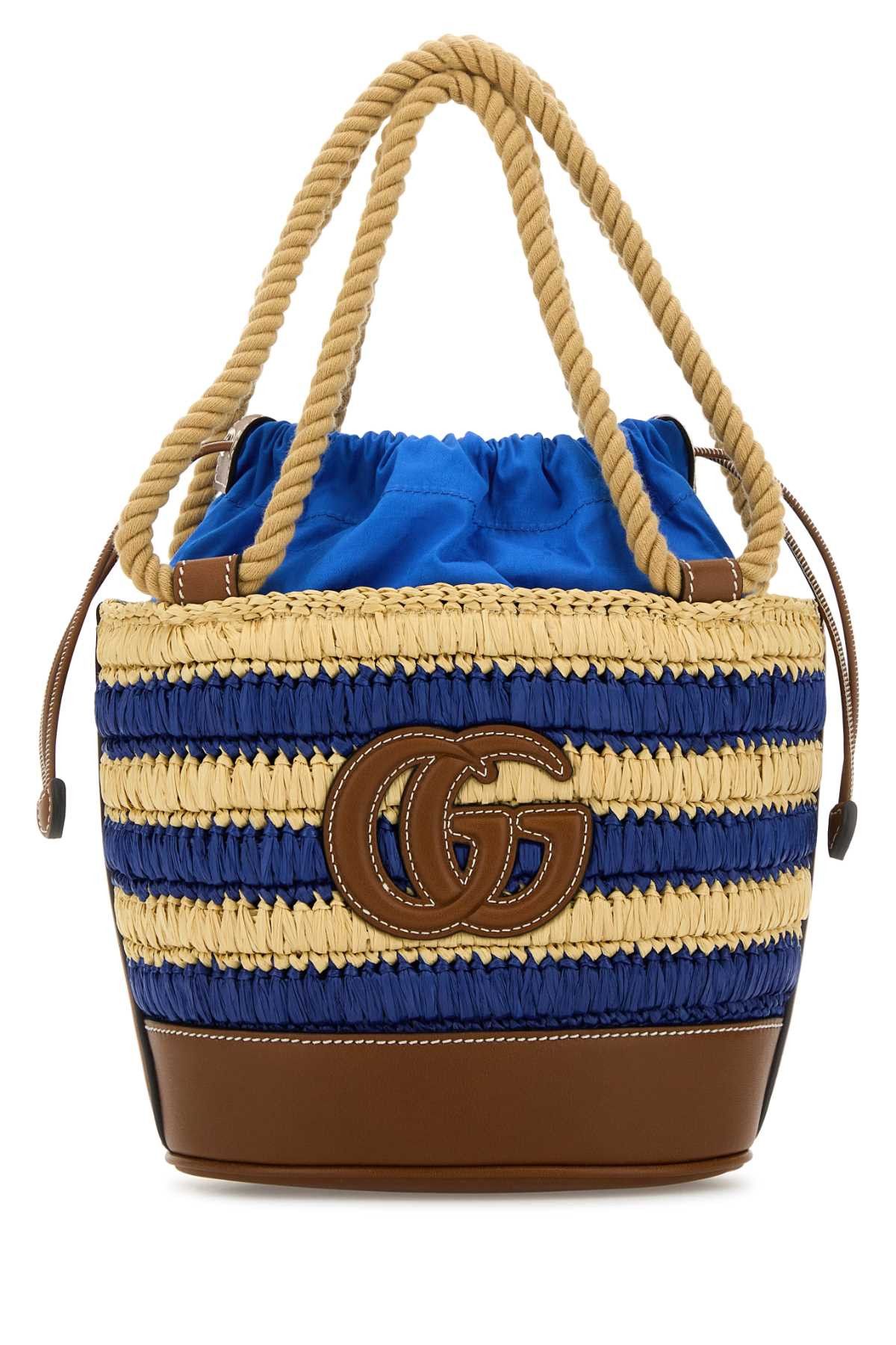 ショルダーバッグ・ポシェット Gucci Two-Tone Raffia Mini Gucci Summer Bucket Bag GUCCI Mini leather-trimmed raffia-jacquard bucket bag | NET