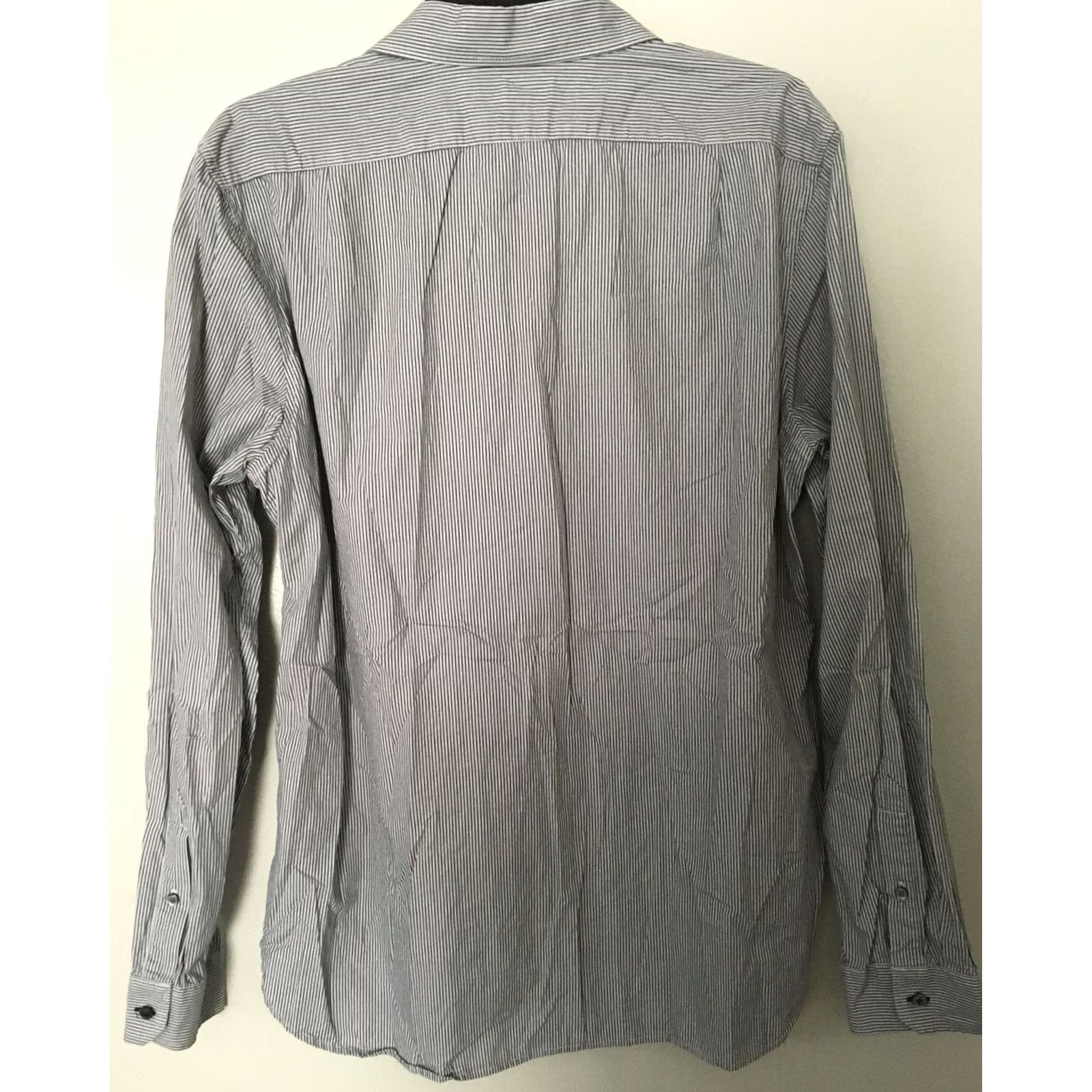 Banana Republic Banana Republic Mens Shirt L Large Slim Fit Button-Down Gray Striped Pattern Multicolor Non-Iron Casual Business Mens Size 42R - 4 Thumbnail
