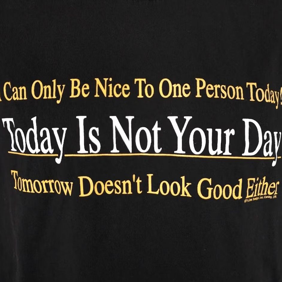 Vintage VINTAGE Not Your Day T Shirt Mens Size Medium Black 90s Y2K Funny Humor Joke Alstyle Apparel & Activewear Shirt Mens 90s Humor Size US M / EU 48-50 / 2 - 3 Thumbnail