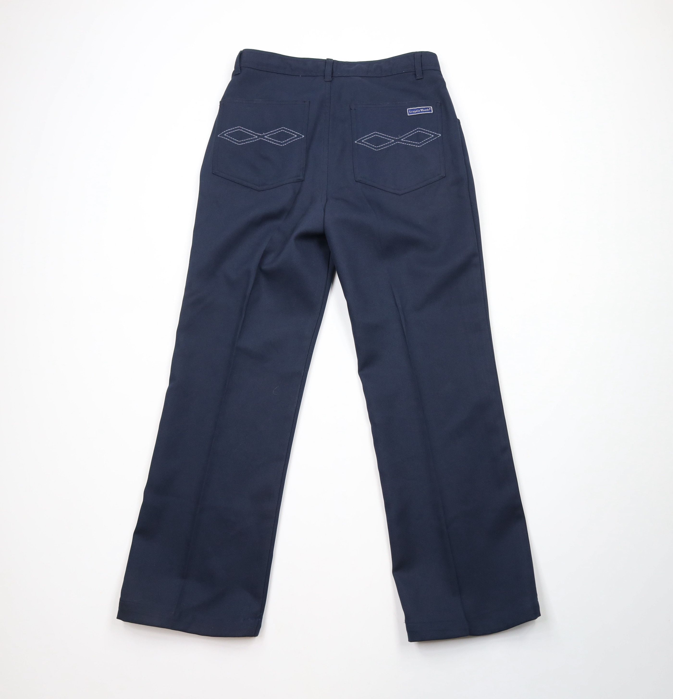 Vintage Vintage 90s Streetwear Knit Flared Wide Leg Chino Pants Navy Size US 32 / EU 48 - 8 Thumbnail