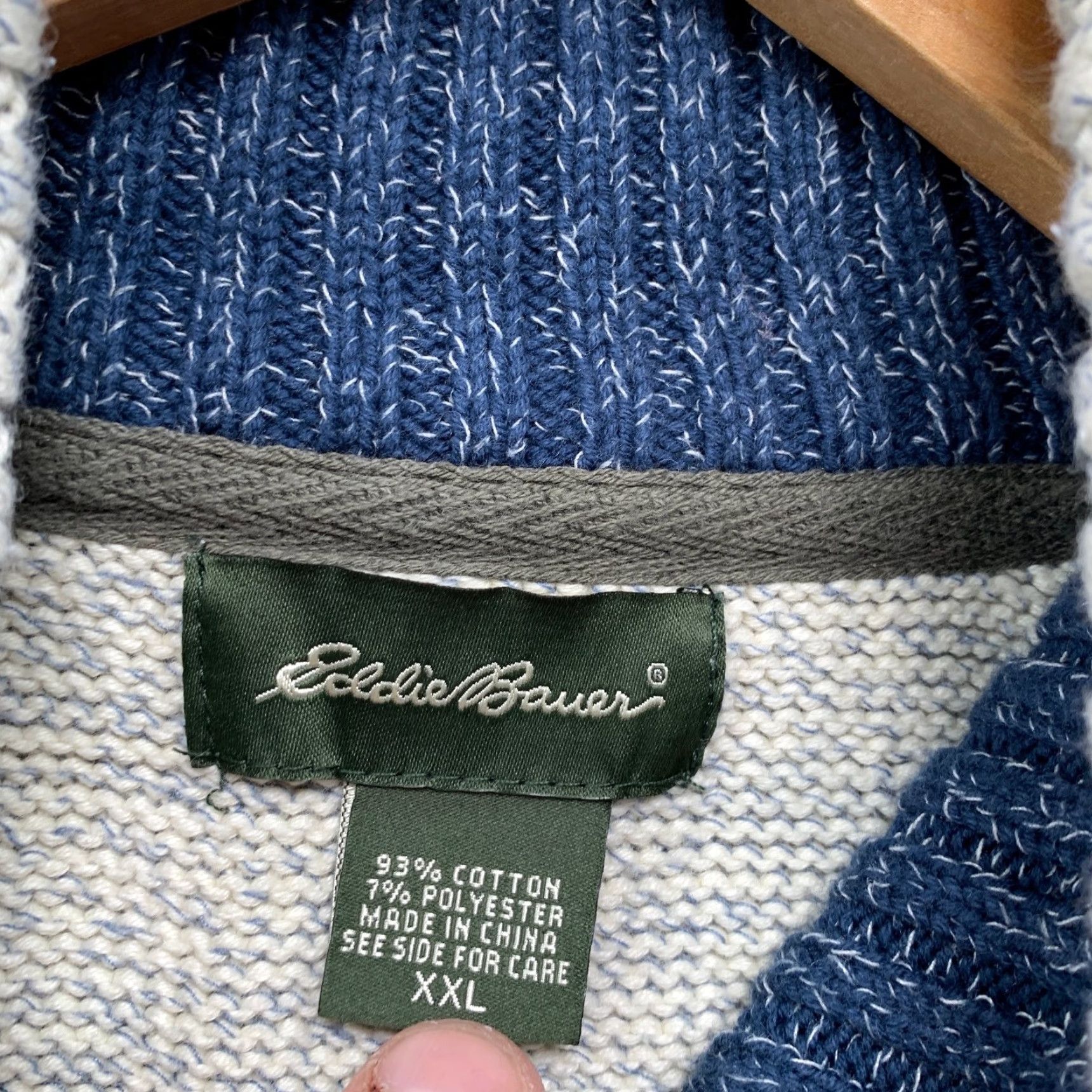 Eddie Bauer Eddie Bauer Sweater Mens 2XL Gray Striped 1/4 Zip Mock Neck 100% Cotton Pullover Size US XXL / EU 58 / 5 - 5 Thumbnail