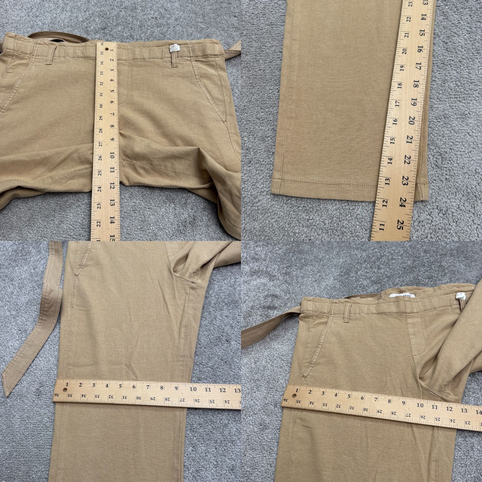 Vintage Lila Ryan Lenora Khaki Linen Blend Blended Cropped Pants Women Small Tan Trouser Size 28" / US 6 / IT 42 - 8 Thumbnail