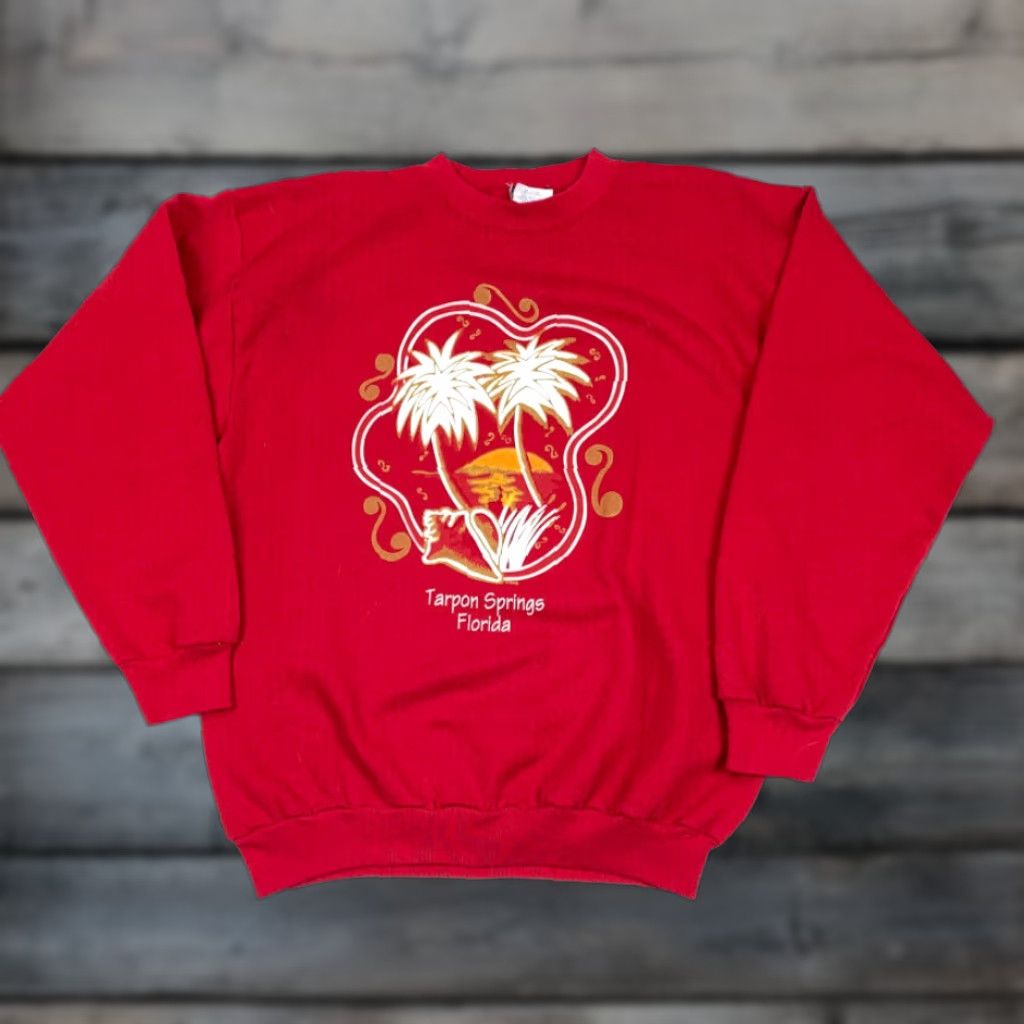 Vintage VINTAGE Spectator Sportswear Sweatshirt Tarpon Florida Red Crew Neck Long Sleeve Pullover USA Made 90s Beach Graphic Print Mens Large Size US XL / EU 56 / 4 - 1 Thumbnail
