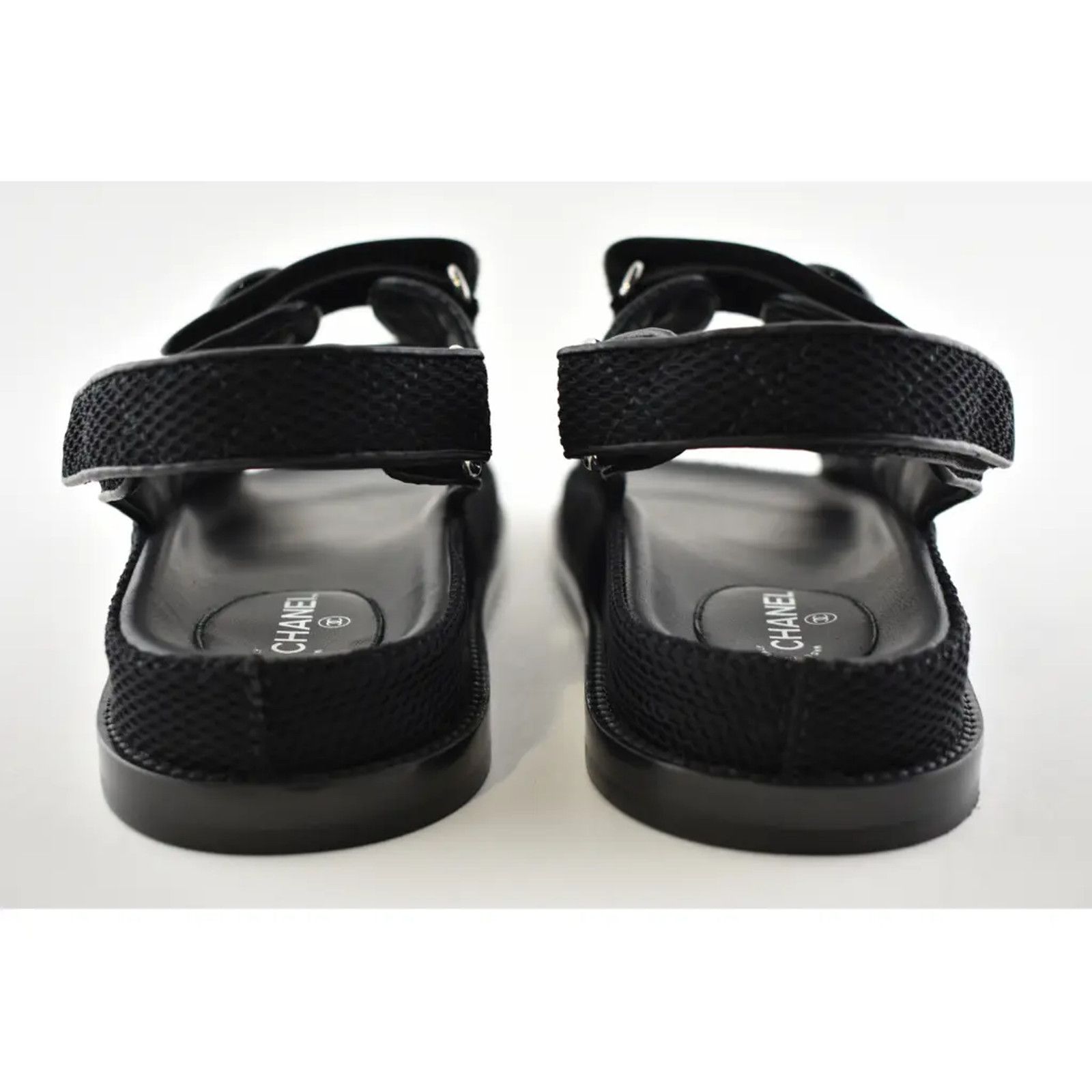 Chanel Chanel 21C Black Fabric Silver Logo Mule Slide Strap Size US 9 / IT 39 - 11 Thumbnail