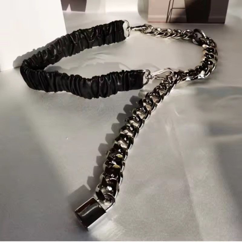 Japanese Brand × Leather Elastic Leather Silver Chain Belt Size ONE SIZE - 3 Thumbnail