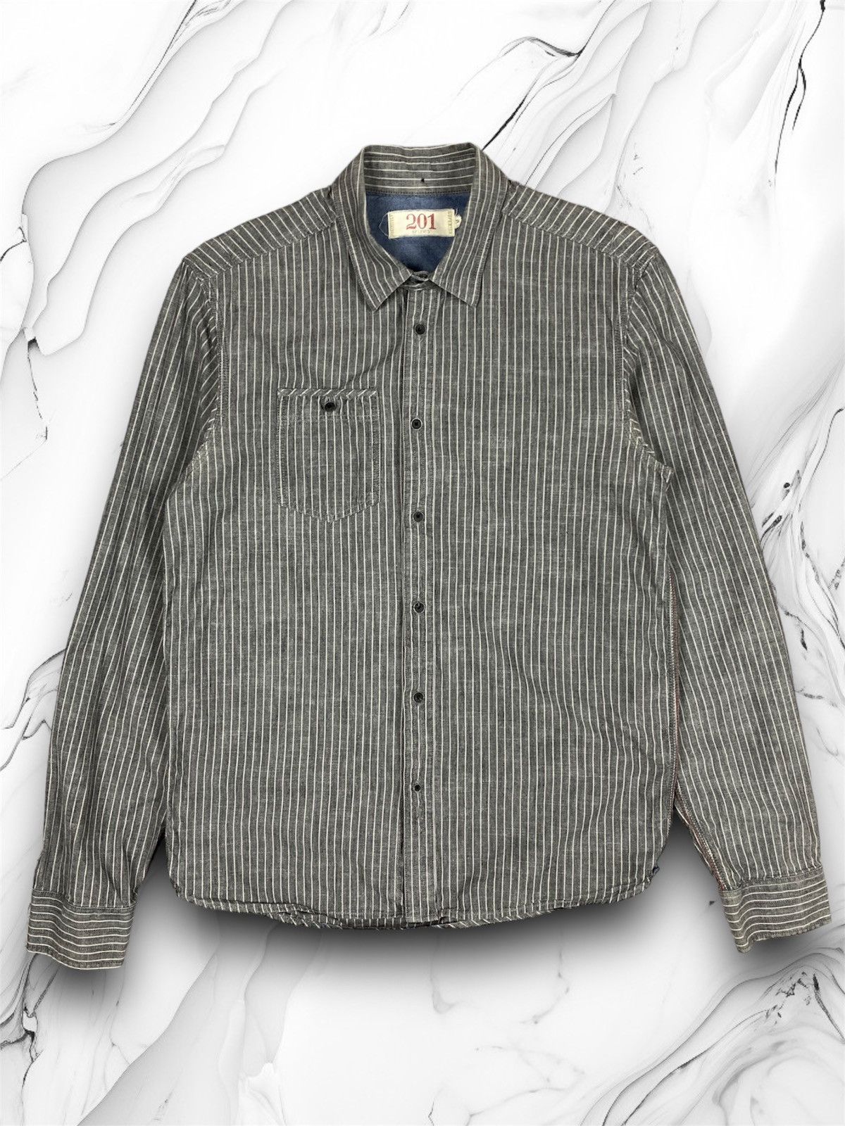 Vintage Vintage 201 By Levis Striped Selvage Button Up Shirt Grailed