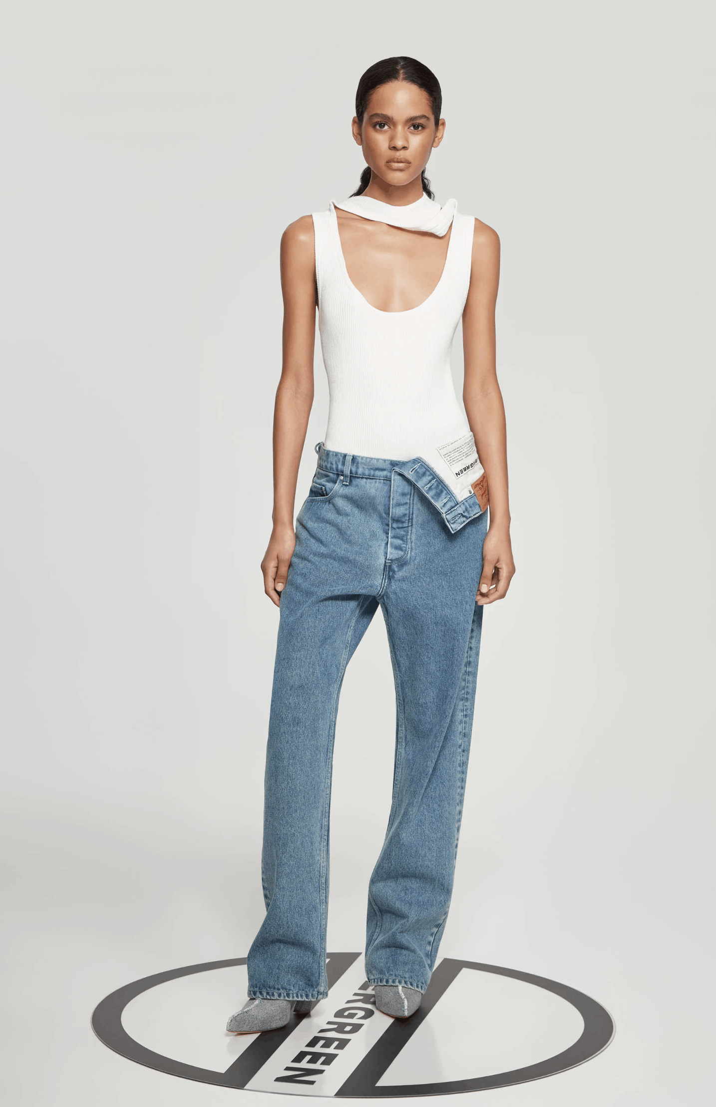 【関税込み】Y/Project ブルー アシンメトリ ジーンズ Y/PROJECT - ワイプロジェクト】ASYMMETRIC WAIST JEANS / BLUE