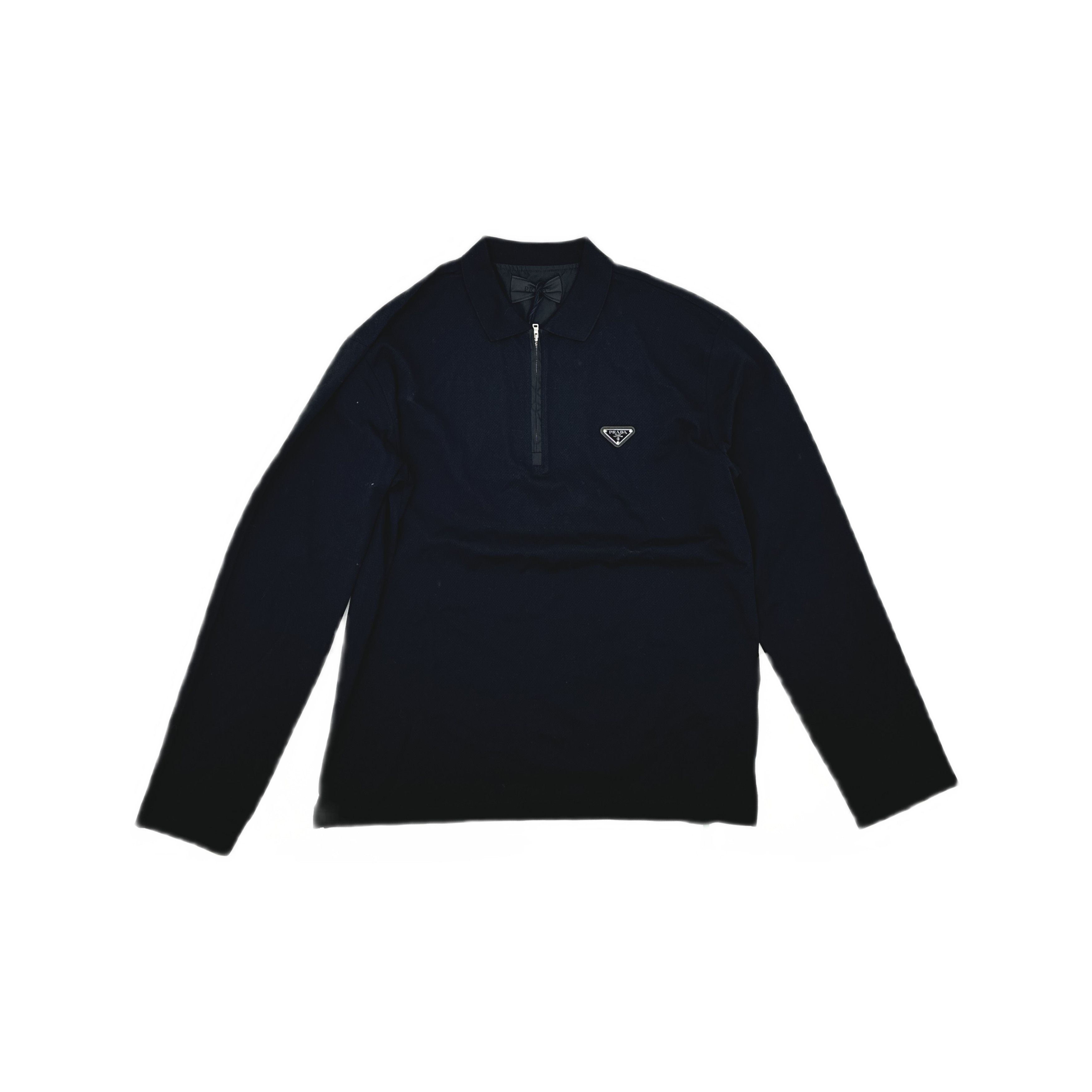 Prada Prada Re-Nylon Zip Long Sleeve Polo Black Size XL Size US XL / EU 56 / 4 - 1 Thumbnail
