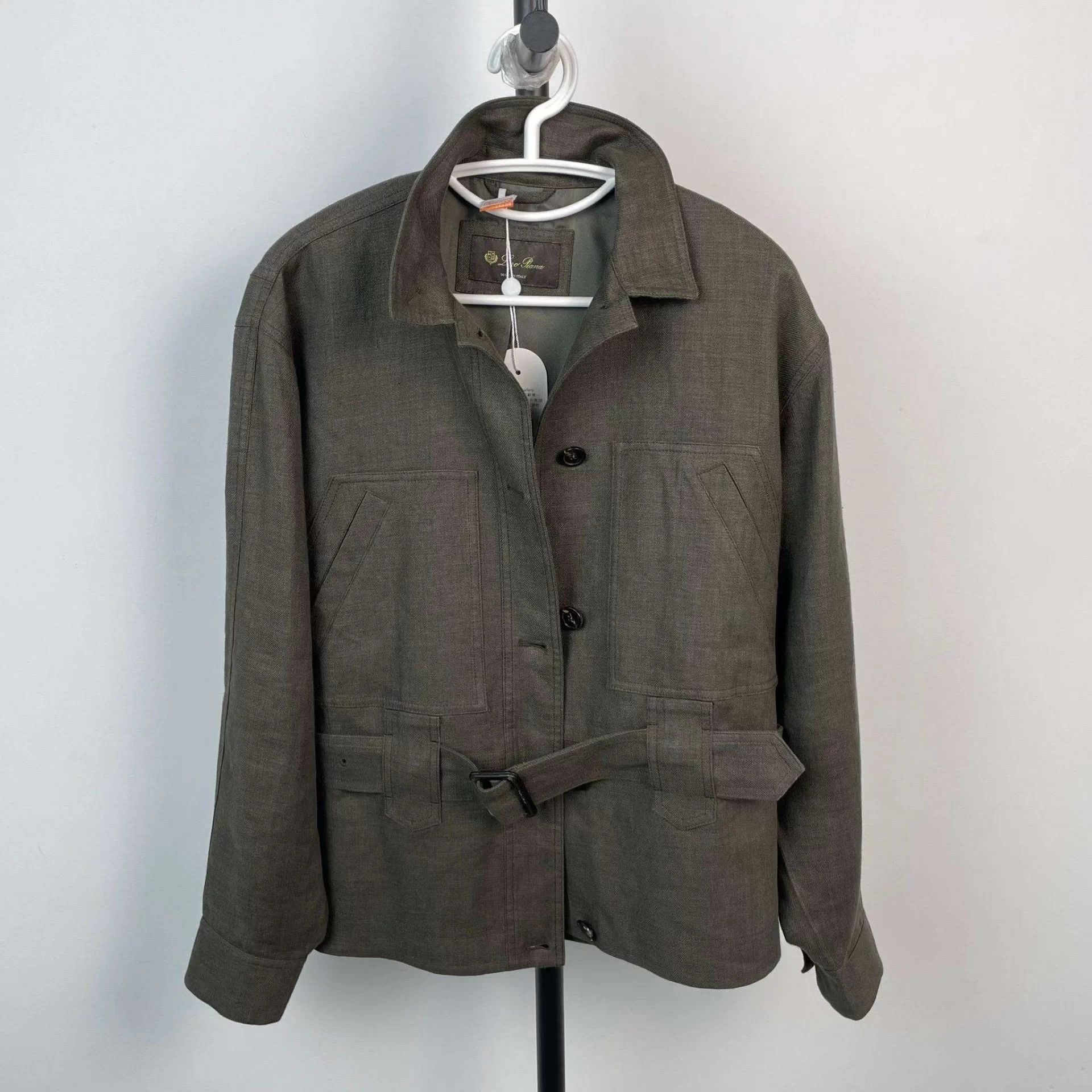 Loro Piana LP linen utility jacket 38 olive green belt Size S / US 4 / IT 40 - 1 Thumbnail