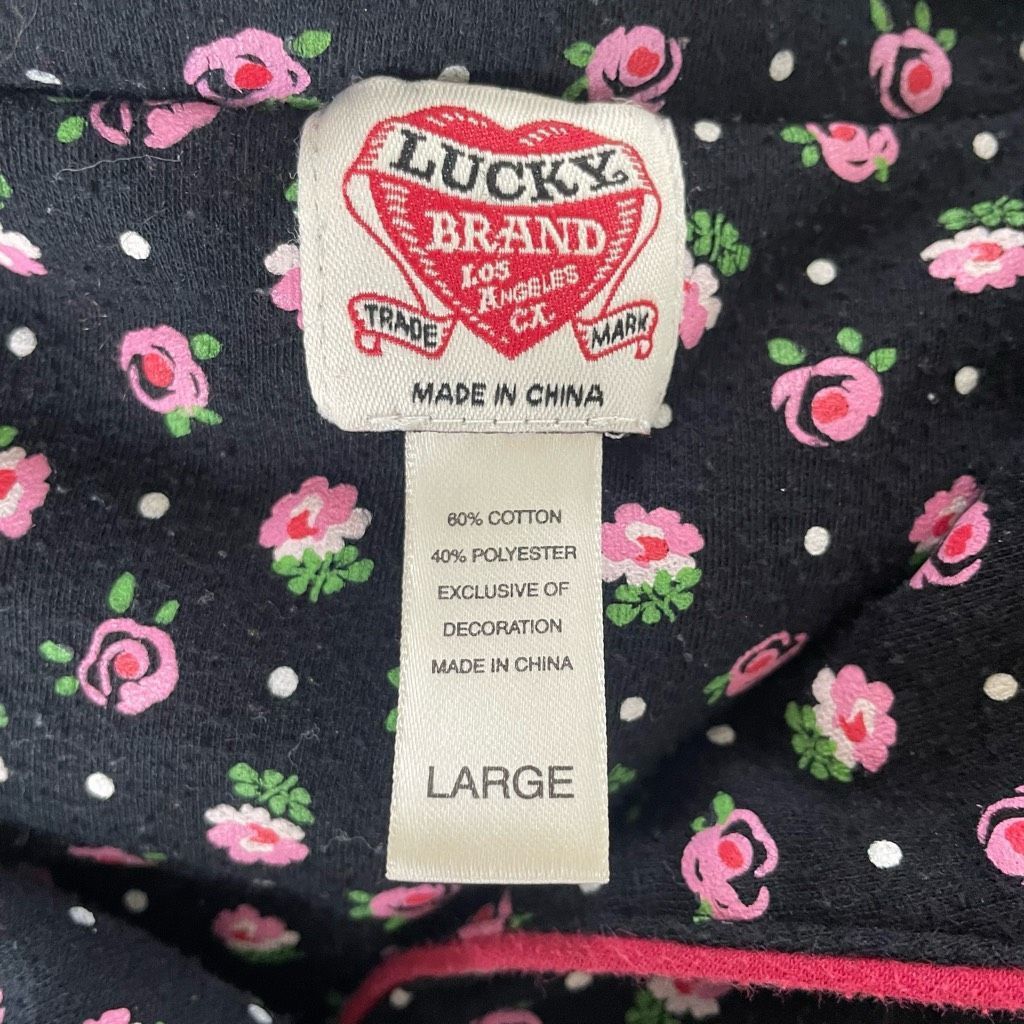 Lucky Brand Lucky Brand Women’s 2pc Long Pajama Set Black Pink L Size ONE SIZE - 7 Thumbnail