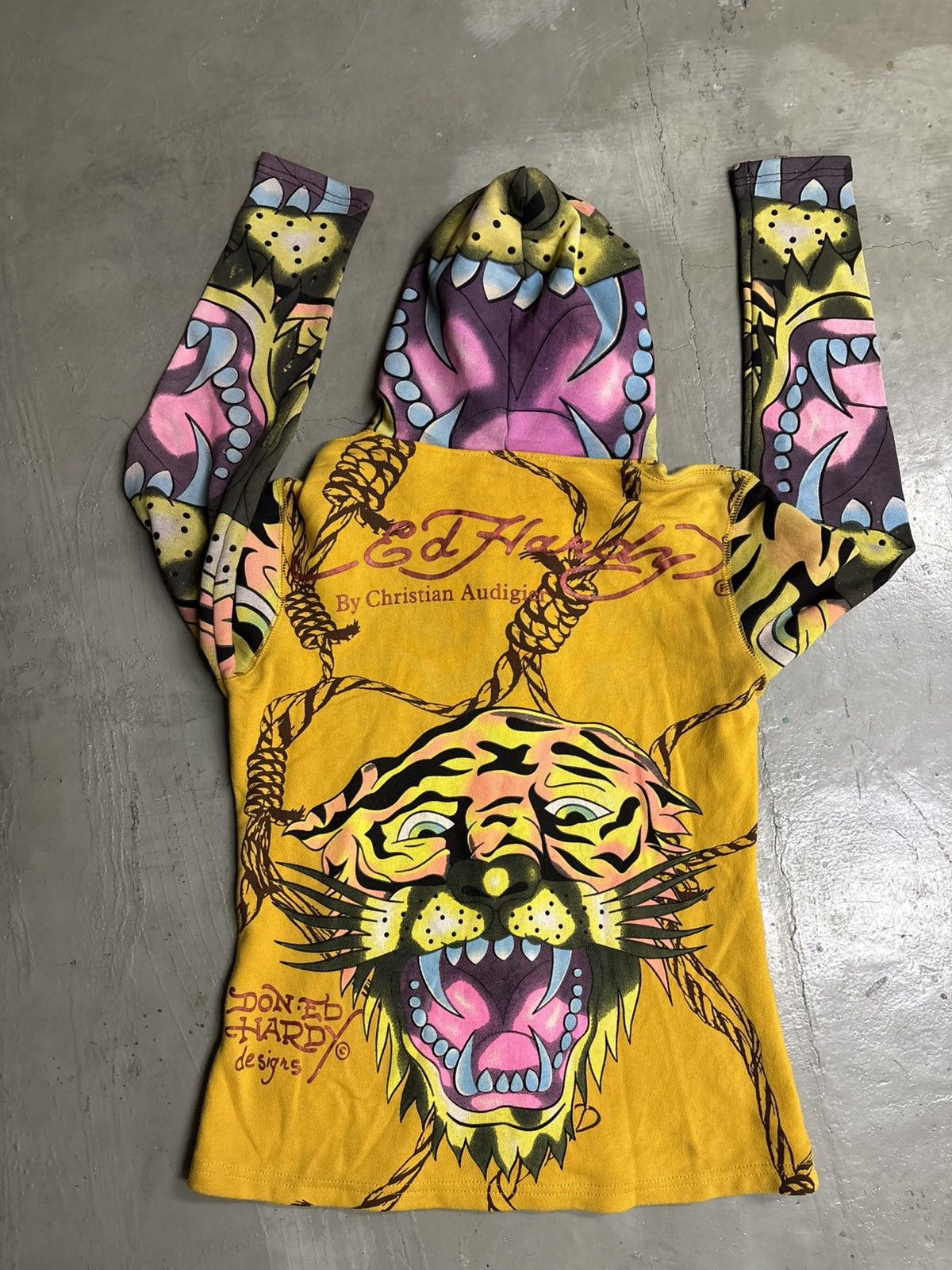 Ed Hardy Ed Hardy Tiger Y2K Rhinestones Skull Print Zip Hoodie Jacket Size US XS / EU 42 / 0 - 2 Thumbnail