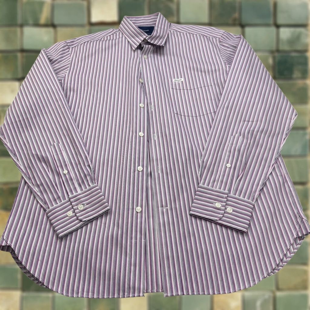 Faconnable Façonnable CLUB Dress Shirt Large 17/35.5 MINT Button Long Sleeve Cotton Striped Collar Spread Size 42R - 1 Thumbnail
