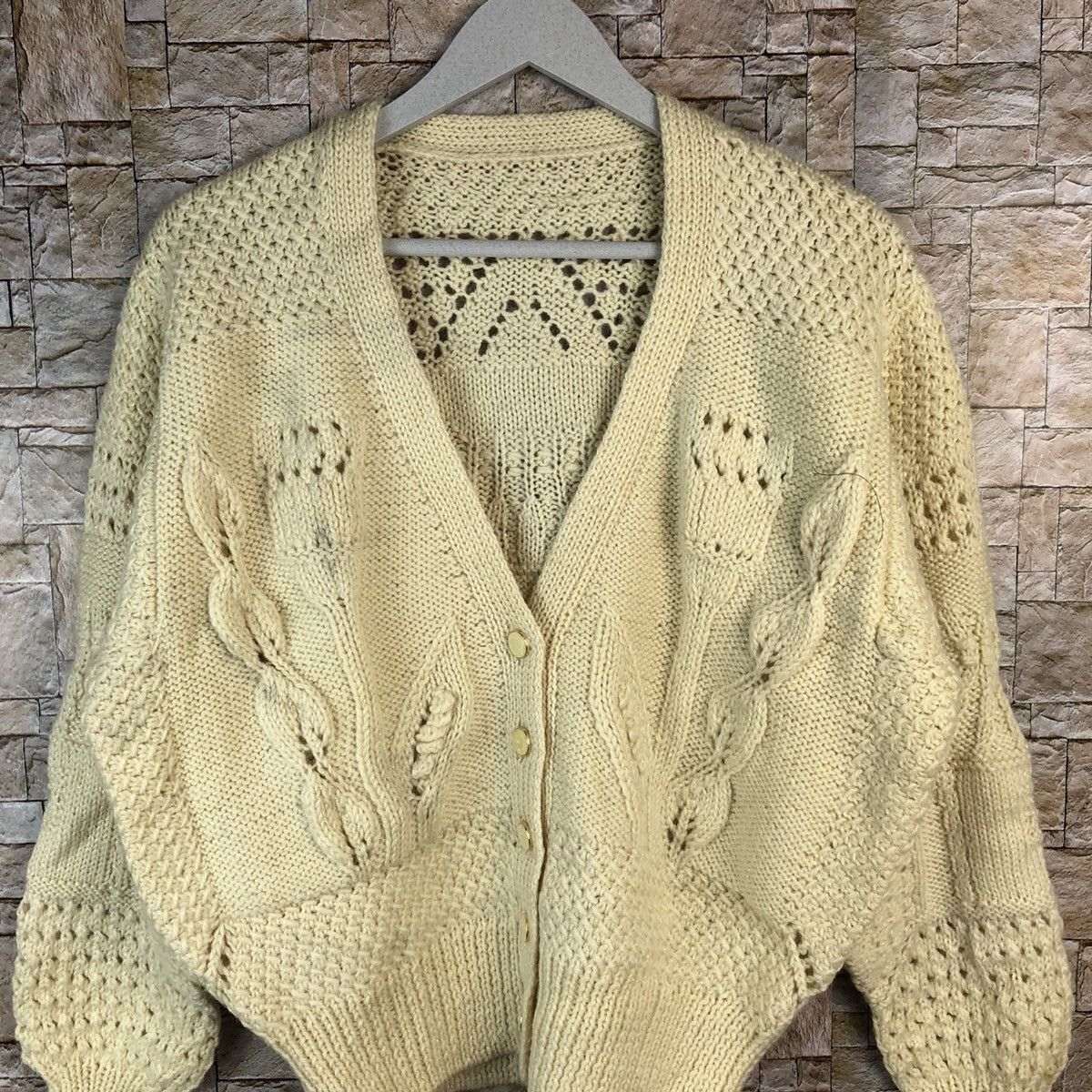 Homespun Knitwear × Japanese Brand Japan vintage crochet Brown Cardigan Knitwear #A1229 Size US M / EU 48-50 / 2 - 5 Thumbnail