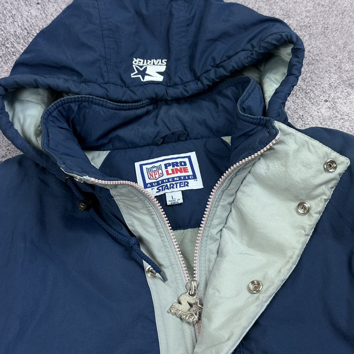 Starter Vintage 90's Dallas Cowboys NFL STARTER 1/2 Zip Jacket sz L Size US L / EU 52-54 / 3 - 3 Thumbnail