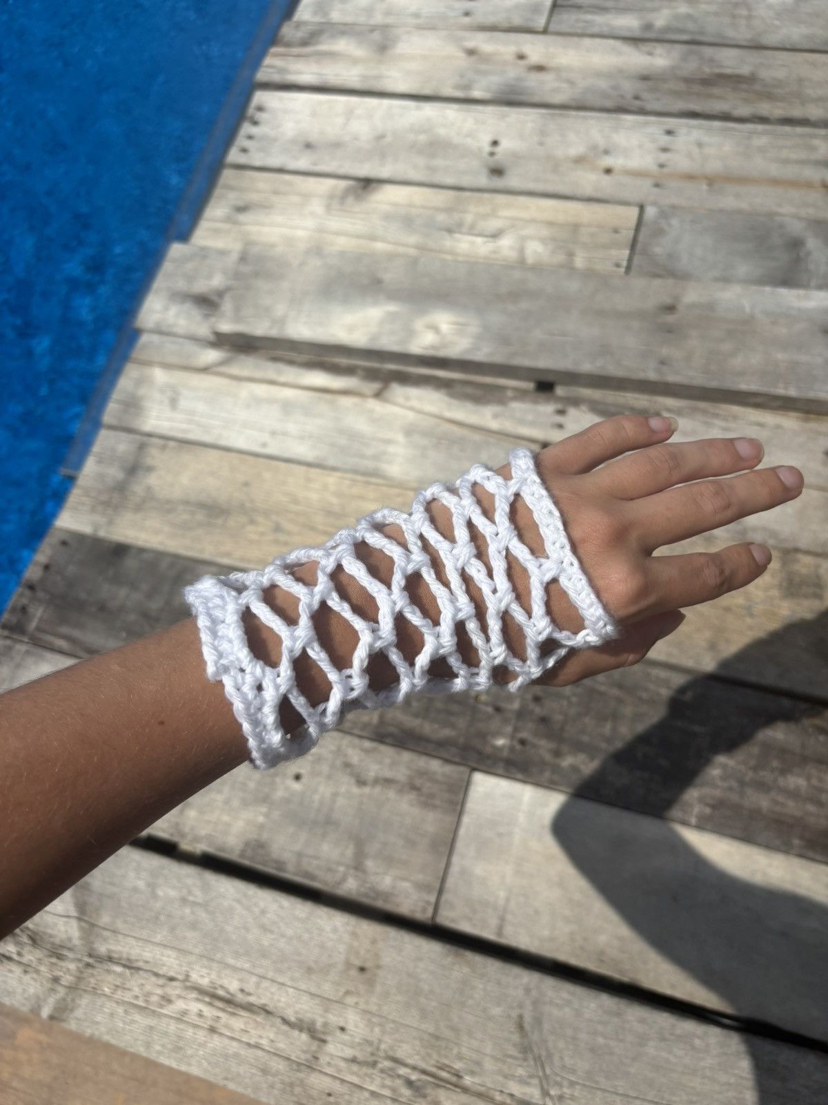 Handmade Crochet Fishnet Fingerless Gloves Size ONE SIZE - 10 Thumbnail