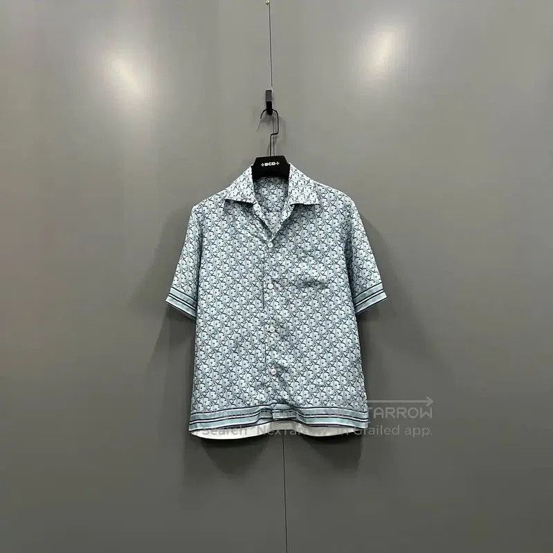 Dior Dior Blue Silk Short Sleeve Shirt . Size US M / EU 48-50 / 2 - 1 Thumbnail