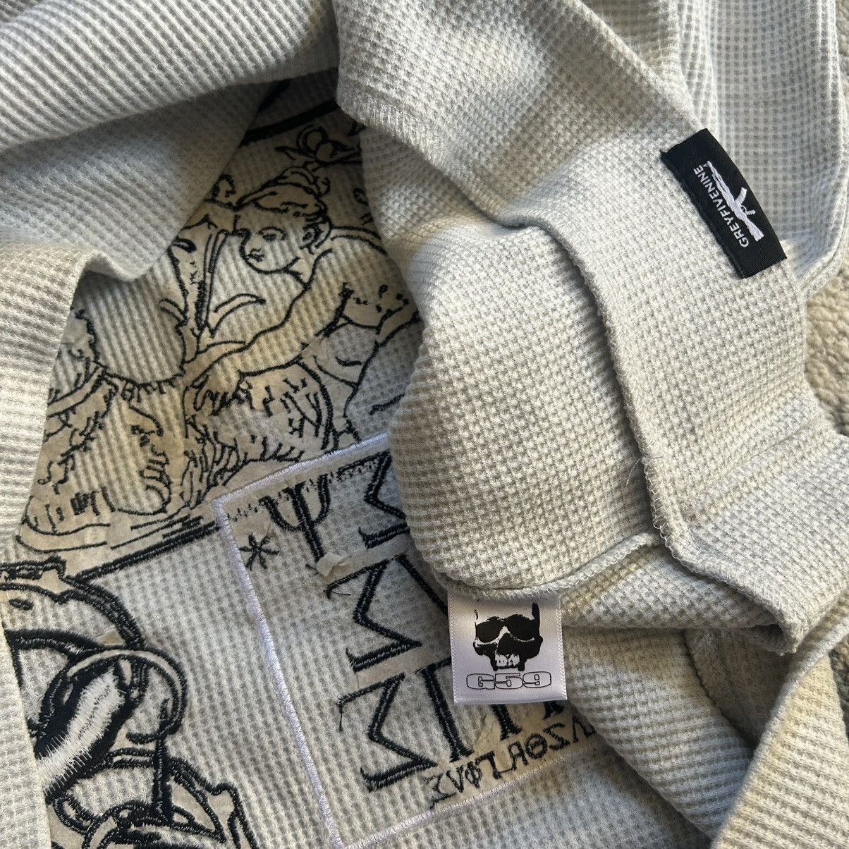 G59 Records 2023 $uicideboy$ OCCULT ESOTERiC OATMEAL MÉLANGE HENLEY Size US XL / EU 56 / 4 - 17 Thumbnail