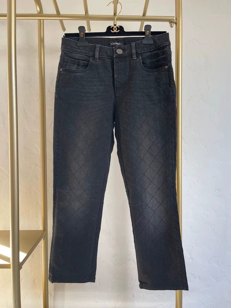 Chanel Chanel Gray diamond checkered jeans Size 25" / US 0 / IT 36 - 1 Thumbnail