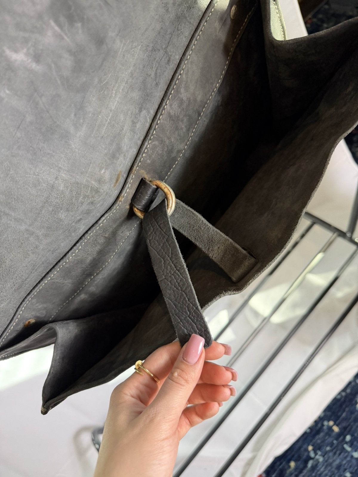 Guidi Guidi Distressed Leather Messenger Bag Size 34 - 5 Thumbnail