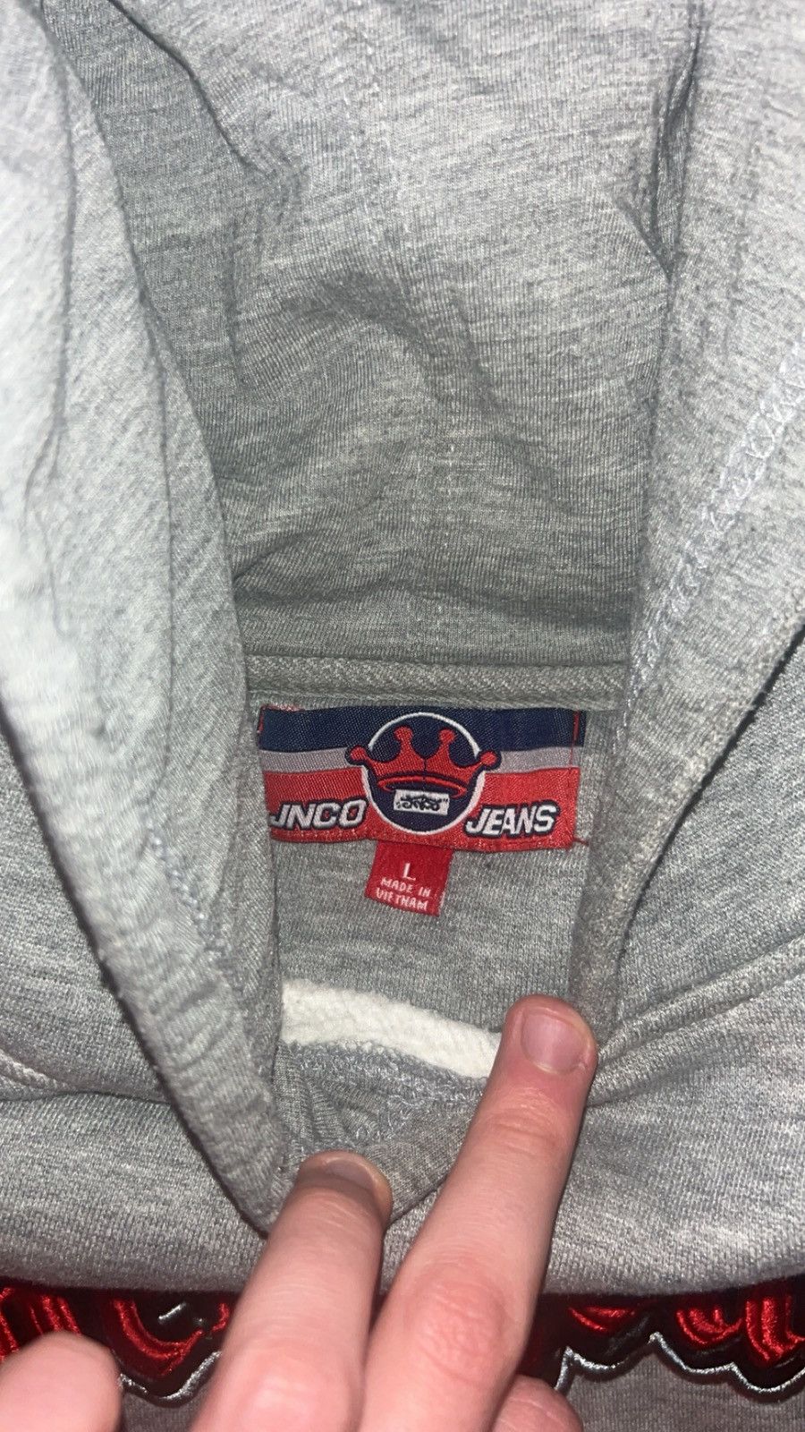 JNCO heather Grey JNCO Jeans Embroidered Hoodie Size US L / EU 52-54 / 3 - 4 Thumbnail
