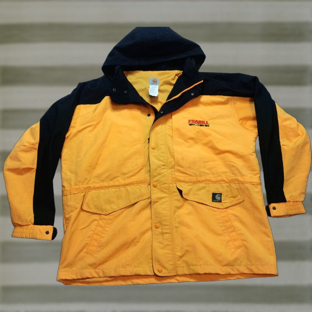 Carhartt VINTAGE Carhartt Jacket C48 90s Yellow & Black Hooded XL Men's Winter Windbreaker Insulated Mid-Length Size US XL / EU 56 / 4 - 1 Thumbnail