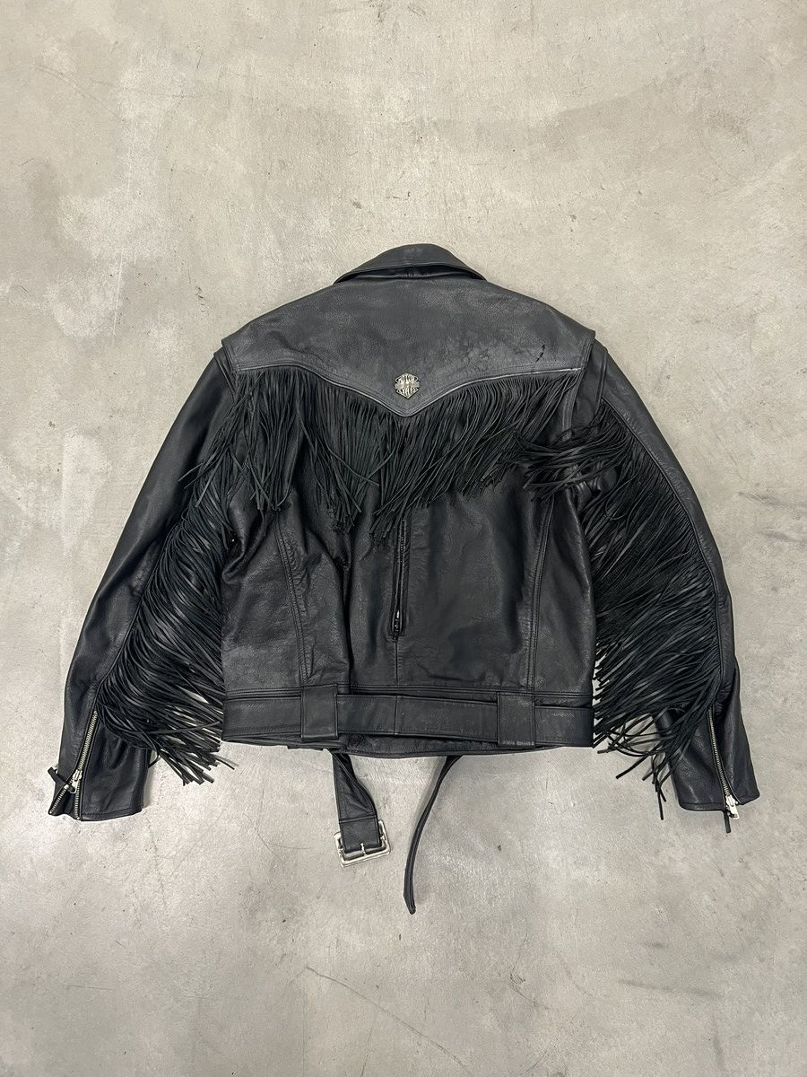 Harley Davidson Harley-Davidson Black Leather Fringe Motorcycle Jacket Size US L / EU 52-54 / 3 - 2 Thumbnail