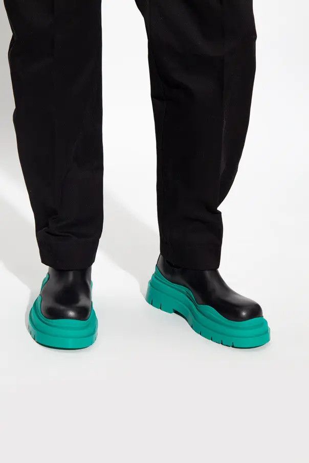 Bottega Veneta o1n1vont1224 Tire Chelsea Boots in Black/Green Size US 11.5 / EU 44-45 - 2 Thumbnail