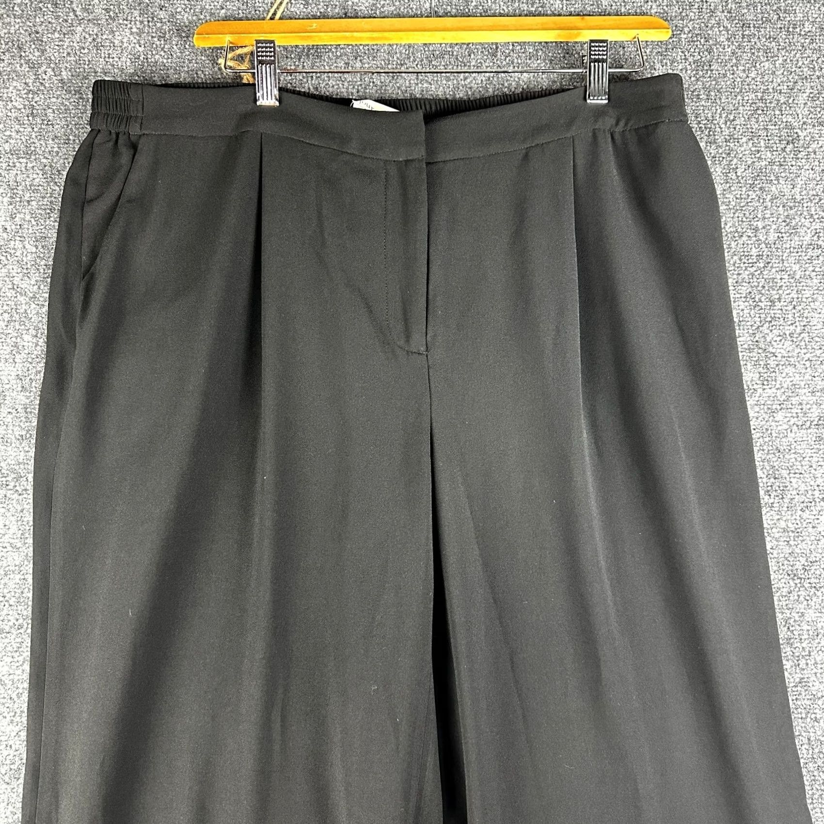 Vintage Sejour Pants Womens 18W Black Wide Leg Pockets Zip Fly Elastic Back Waist NEW Size 40" / US 18 - 3 Thumbnail