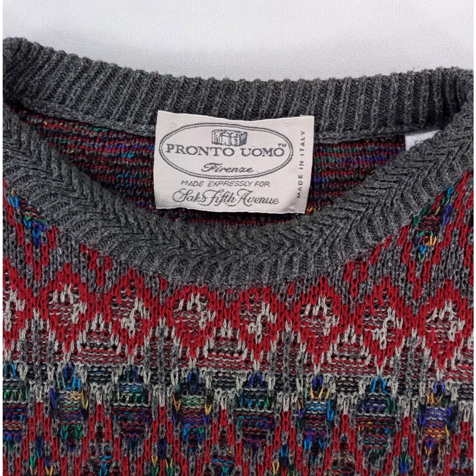 Pronto Uomo Pronto Uomo Sweater Saks Fifth Avenue Made Italy Mens L Multicolor Textured Knit Pullover Shirt/Top Size US L / EU 52-54 / 3 - 2 Thumbnail