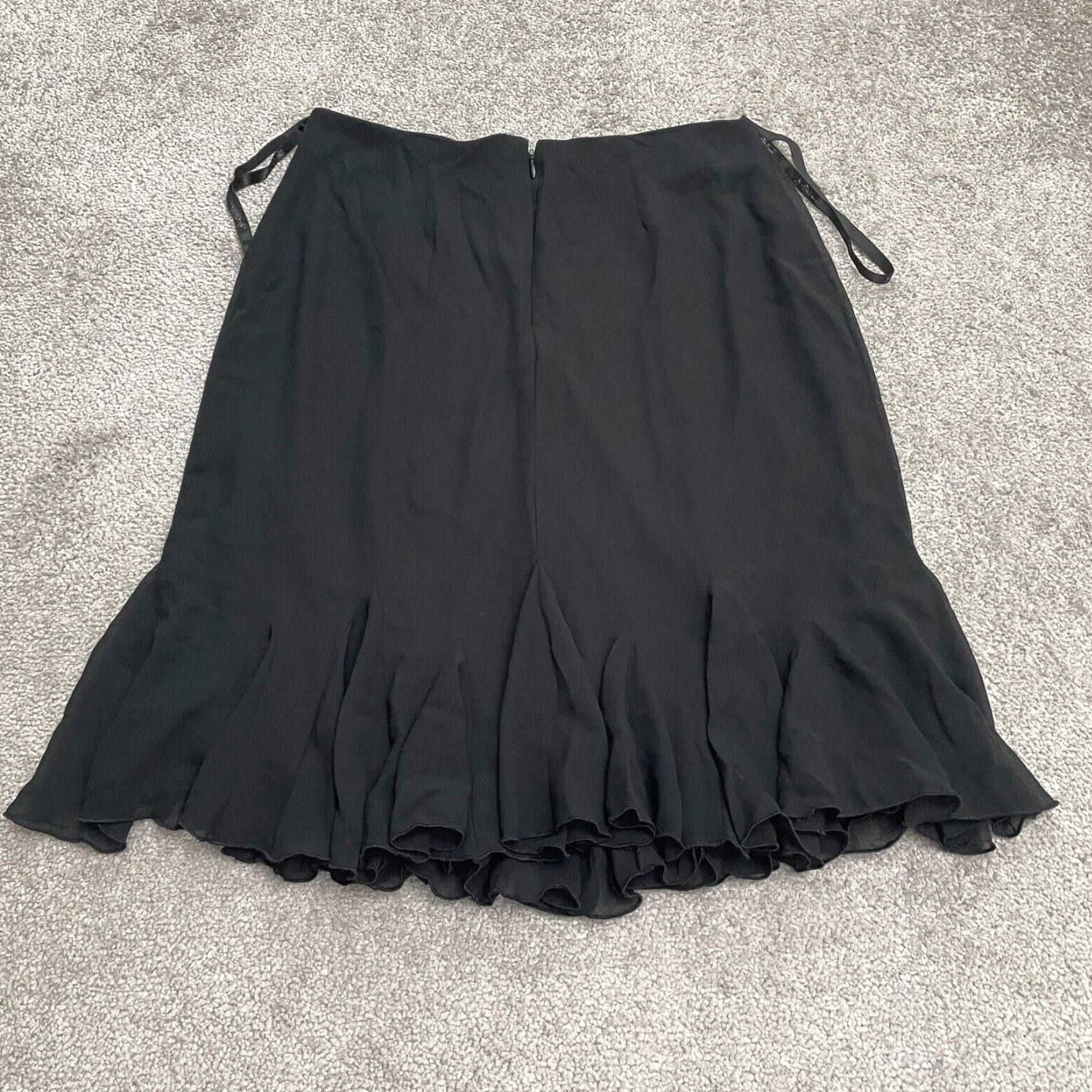 Vintage Jeffrey & Dara Women Skirt Knee Length Chiffon Black Ruffle 8 Business Workwear Vintage No Size 30" / US 8 / IT 44 - 2 Thumbnail