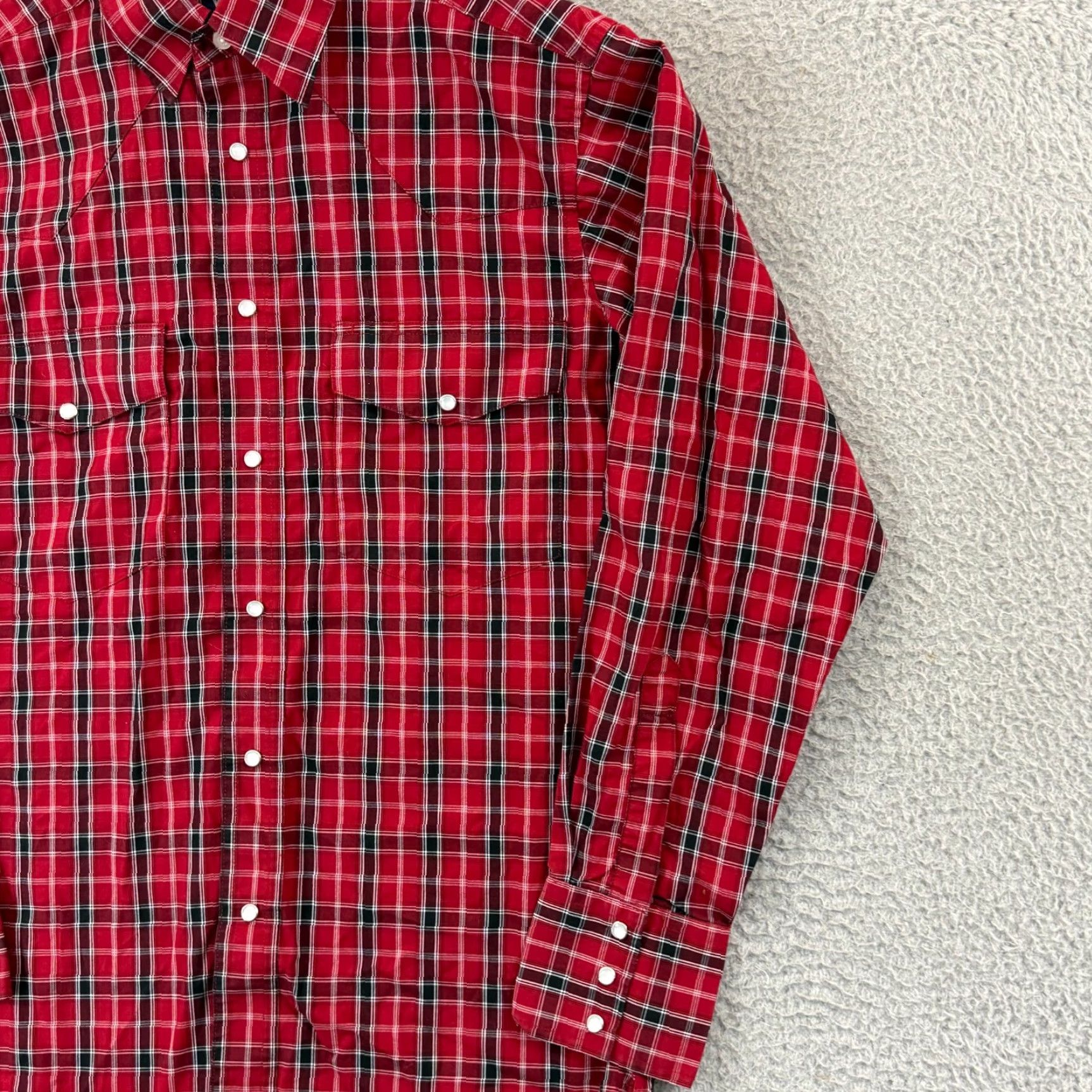 Wrangler Wrangler Shirt Mens Small Red Plaid Pearl Snap Button Western Long Sleeve Casual Shirt Size US S / EU 44-46 / 1 - 6 Thumbnail