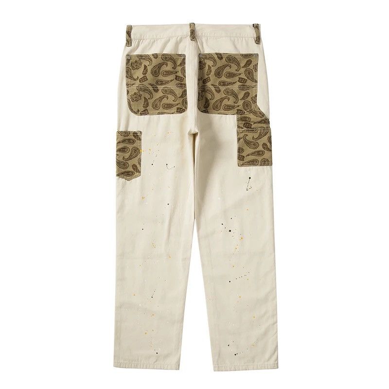 Japanese Brand × Vintage Khaki Cashew Flower Pants Overalls Ink Splashing Size US 30 / EU 46 - 5 Thumbnail