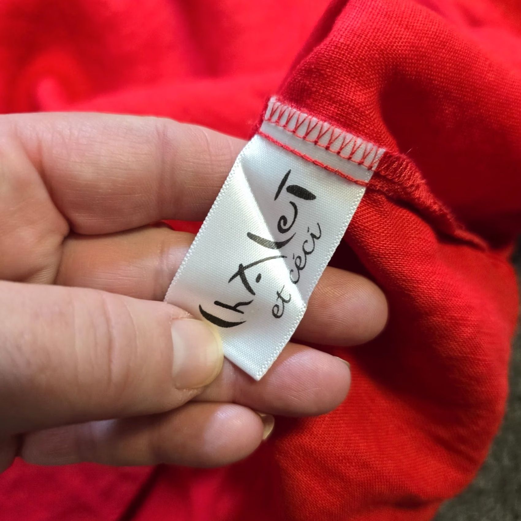 Vintage Chalet Et Ceci Red Linen Flare Sleeve XS Women Casual Capsule Top Size XS / US 0-2 / IT 36-38 - 7 Thumbnail