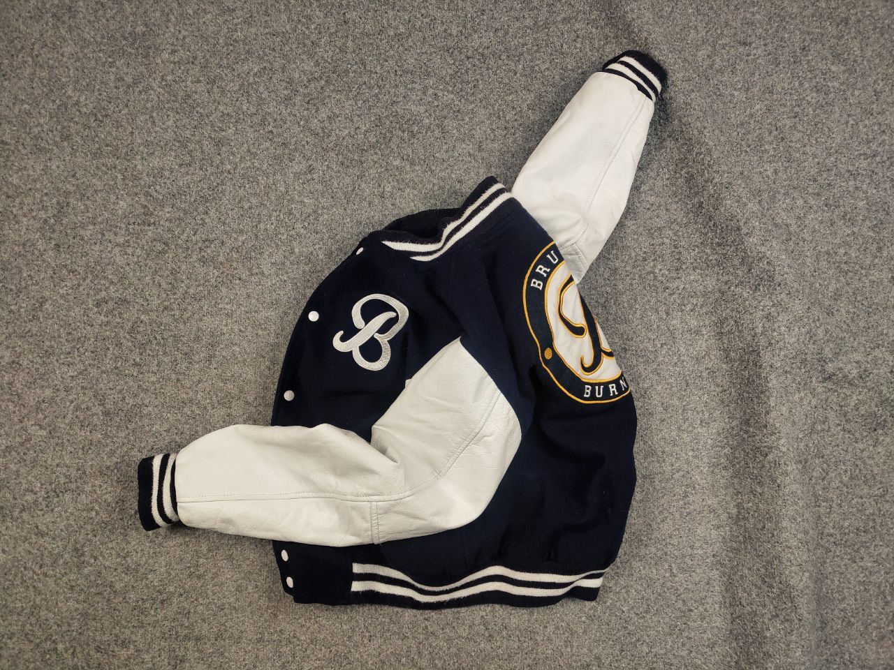 Vintage Vintage 90's Varsity Letterman Dark Blue Wool Bomber Jacket Size US M / EU 48-50 / 2 - 1 Thumbnail