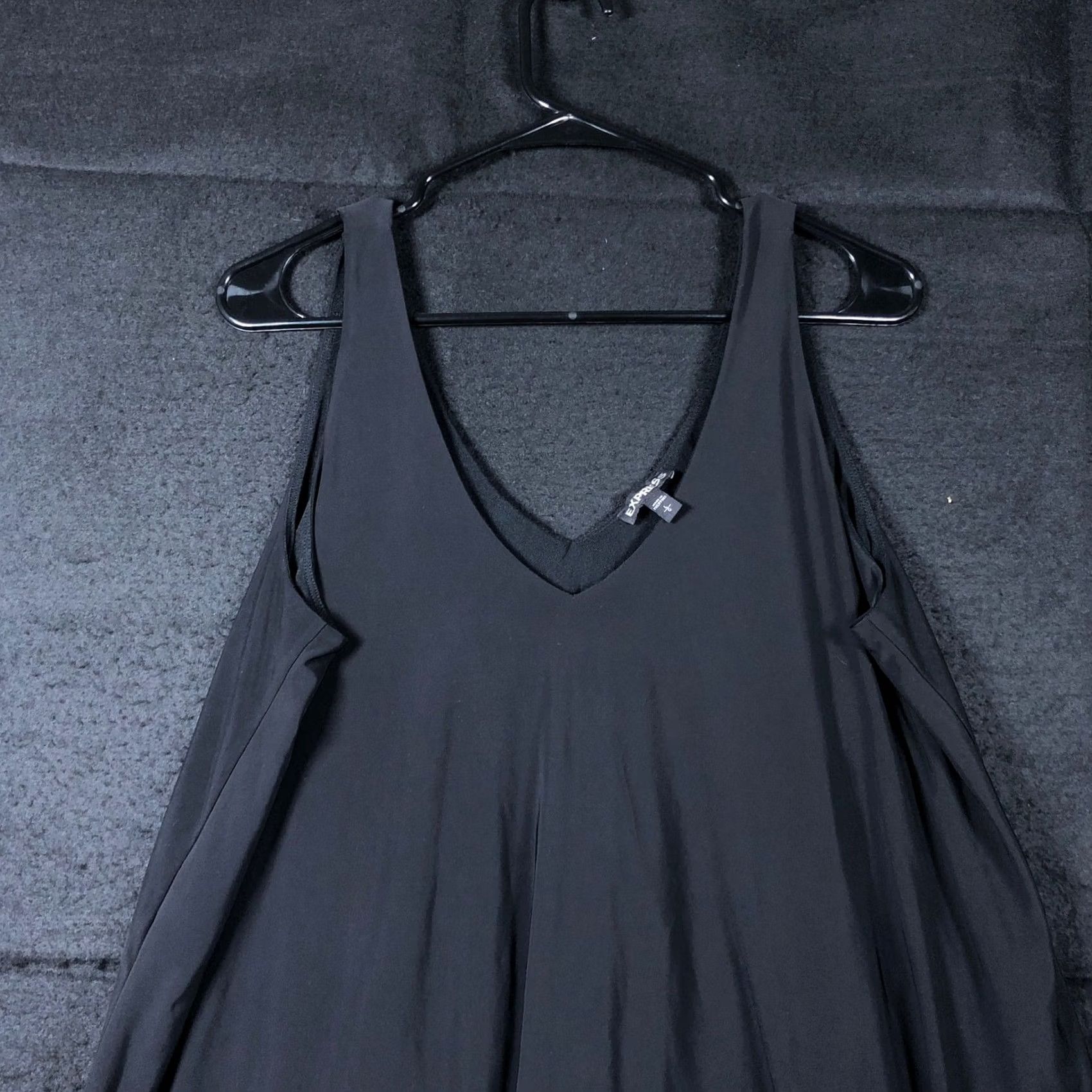 Express Express Womens Blouse Black Sleeveless Tank Layering Look V Neck Lined Stretch L Shirt Women’s Blouse Size L / US 10 / IT 46 - 2 Thumbnail