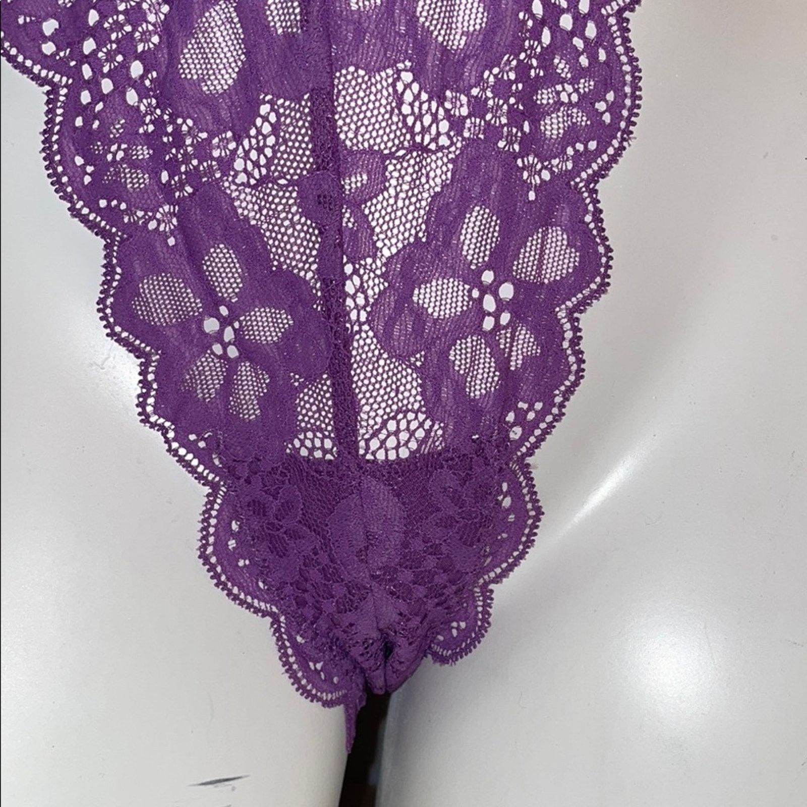 Victoria's Secret Victoria’s Secret Brazillian Thong Lavendar Lace VS Panties Size ONE SIZE - 4 Thumbnail
